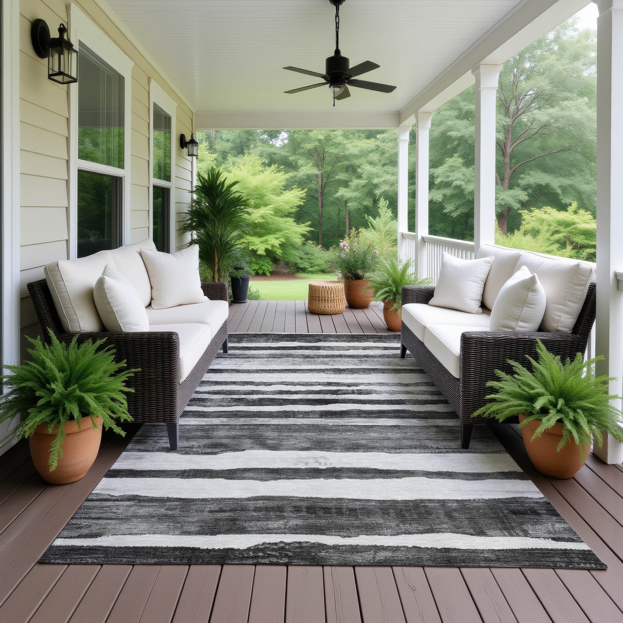 Luxury Machine Washable Indoor/Outdoor Transitional NO16 Charcoal Gray Rug 2'6" x 3'10" #shape_Rectangle