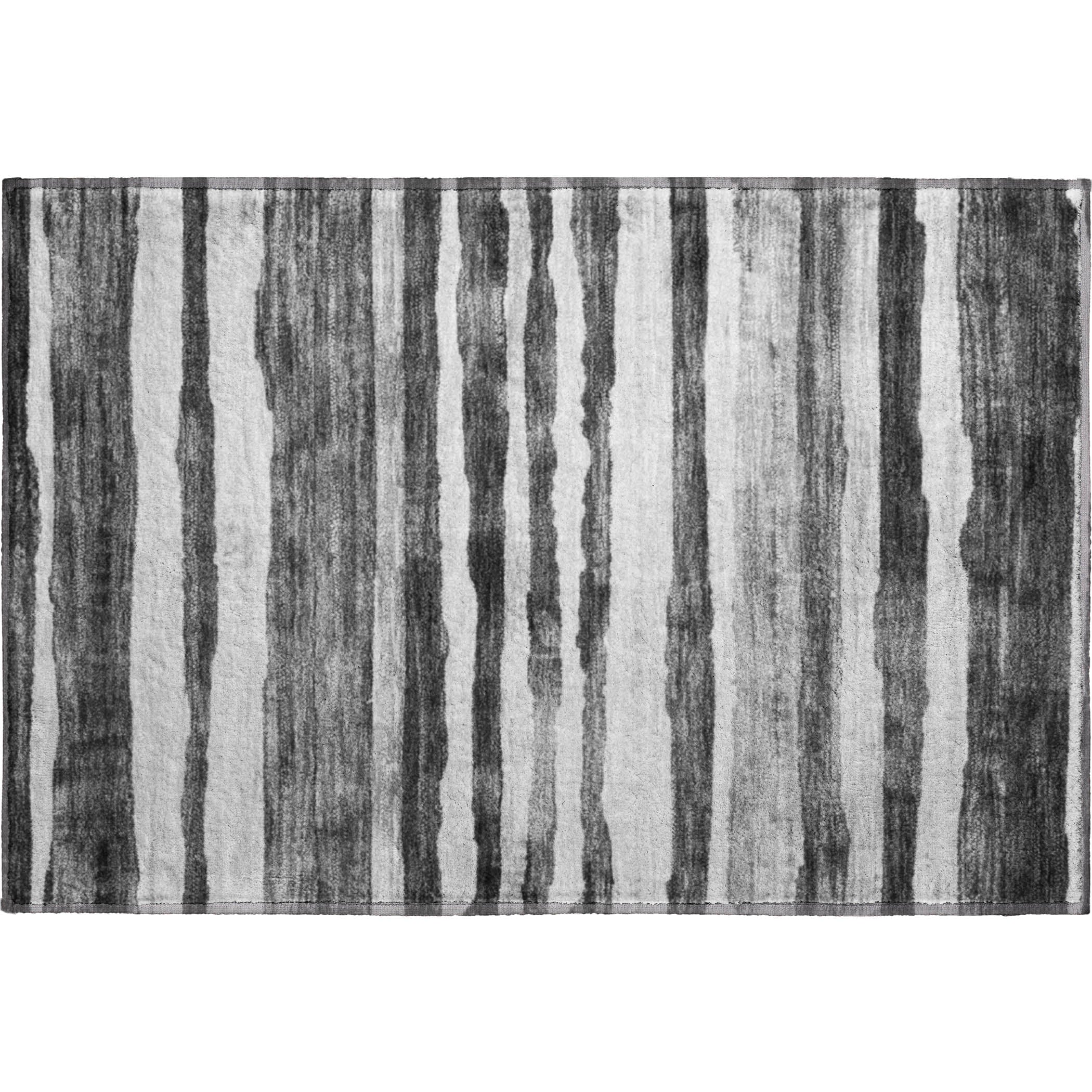 Luxury Machine Washable Indoor/Outdoor Transitional NO16 Charcoal Gray Rug 1'8" x 2'6" #shape_Rectangle