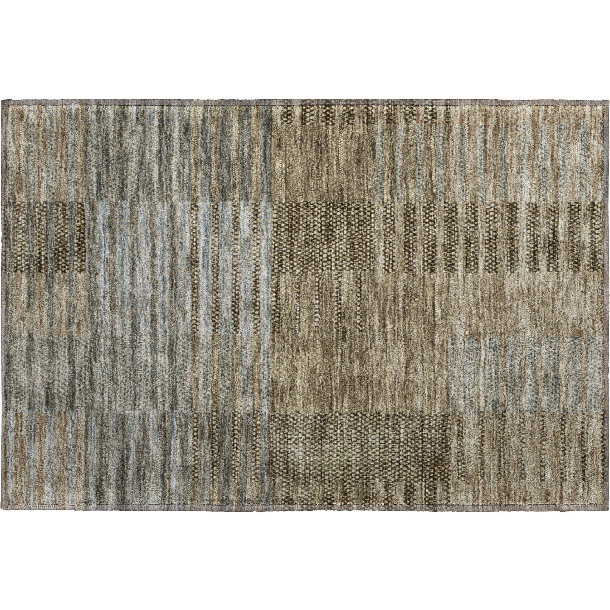 Luxury Machine Washable Indoor/Outdoor Transitional NO17 Taupe Brown Rug 1'8" x 2'6" #shape_Rectangle