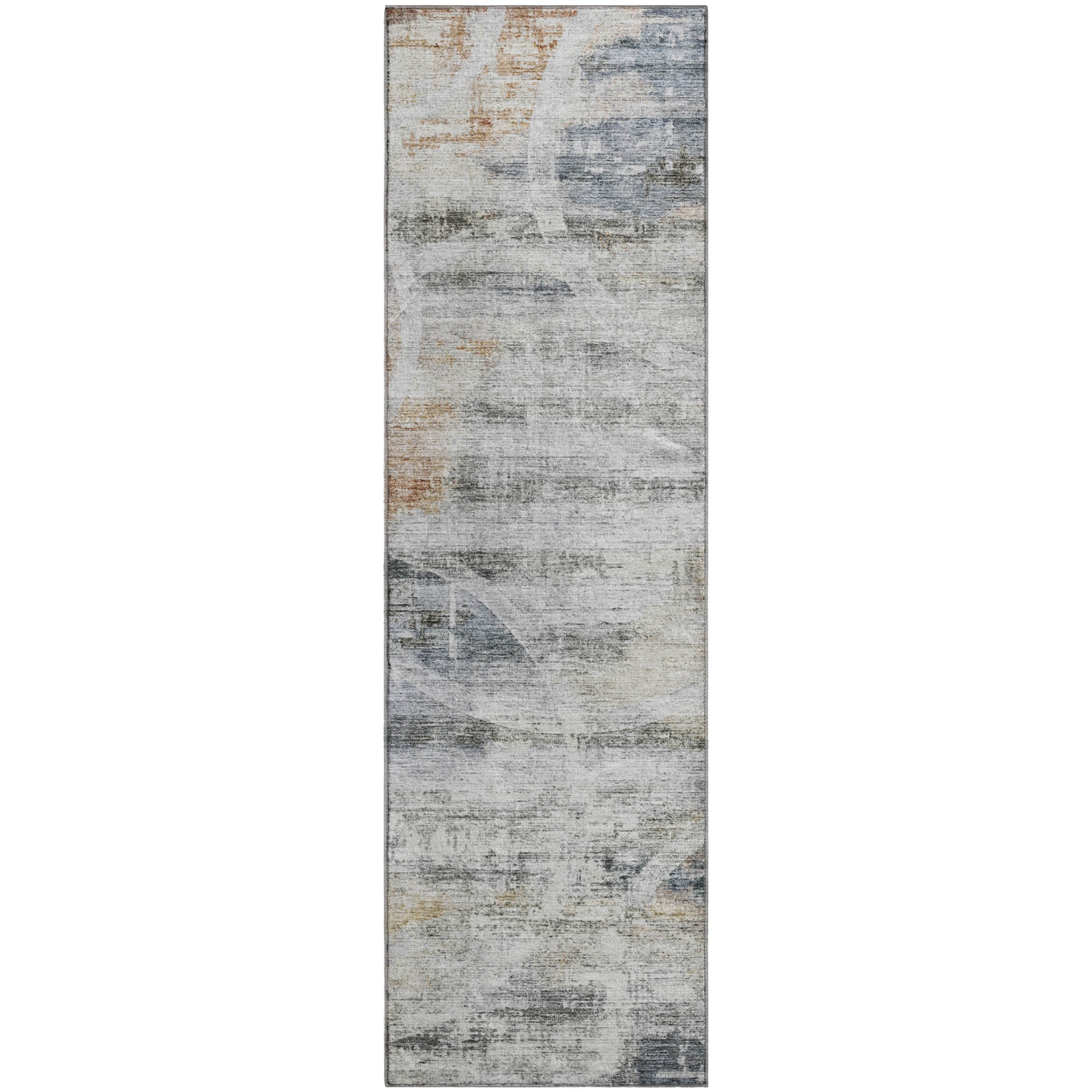 Luxury Machine Washable Indoor/Outdoor Transitional NO3 Silver Gray Rug 2'3" x 7'6" #shape_Runner