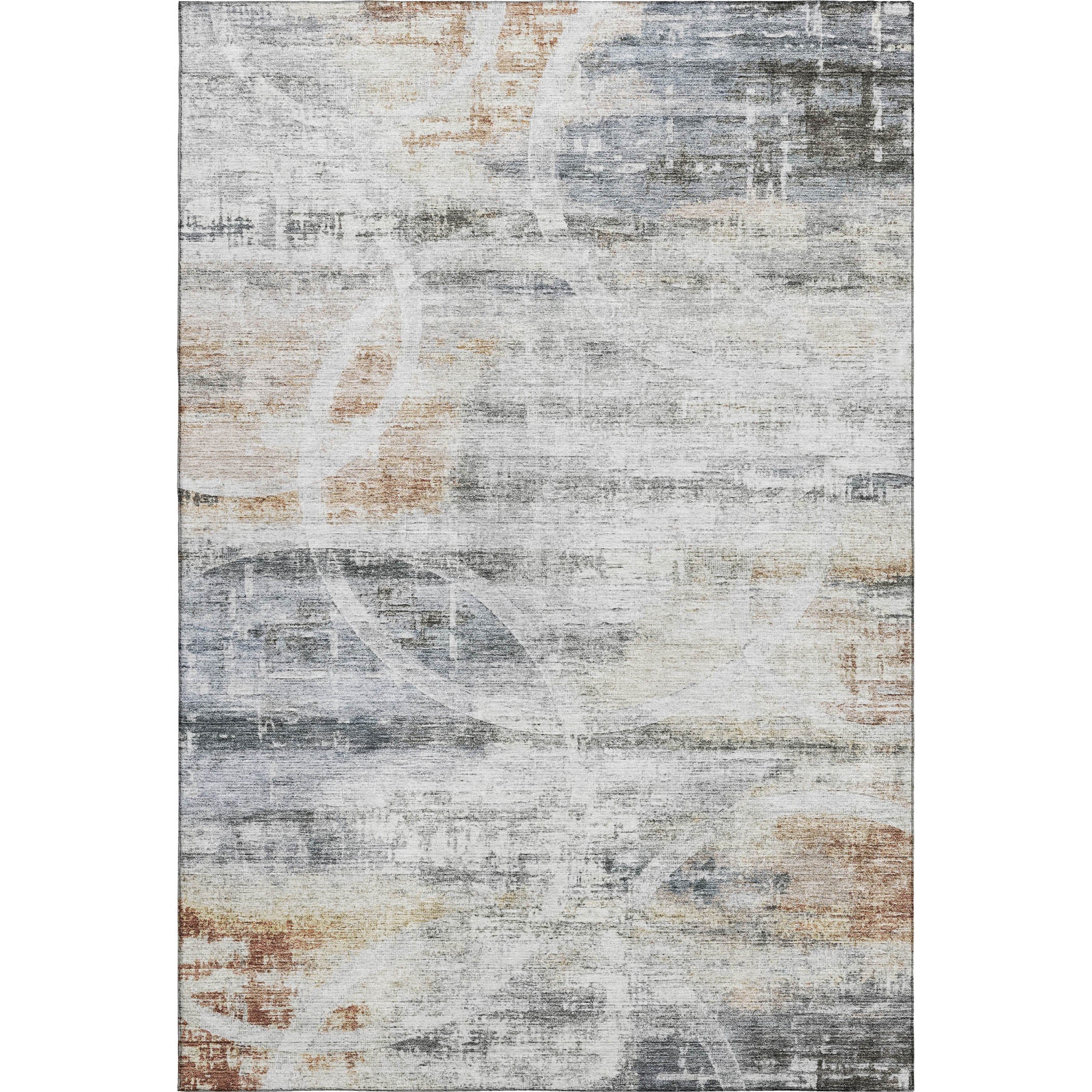 Luxury Machine Washable Indoor/Outdoor Transitional NO3 Silver Gray Rug 2'6" x 3'10" #shape_Rectangle