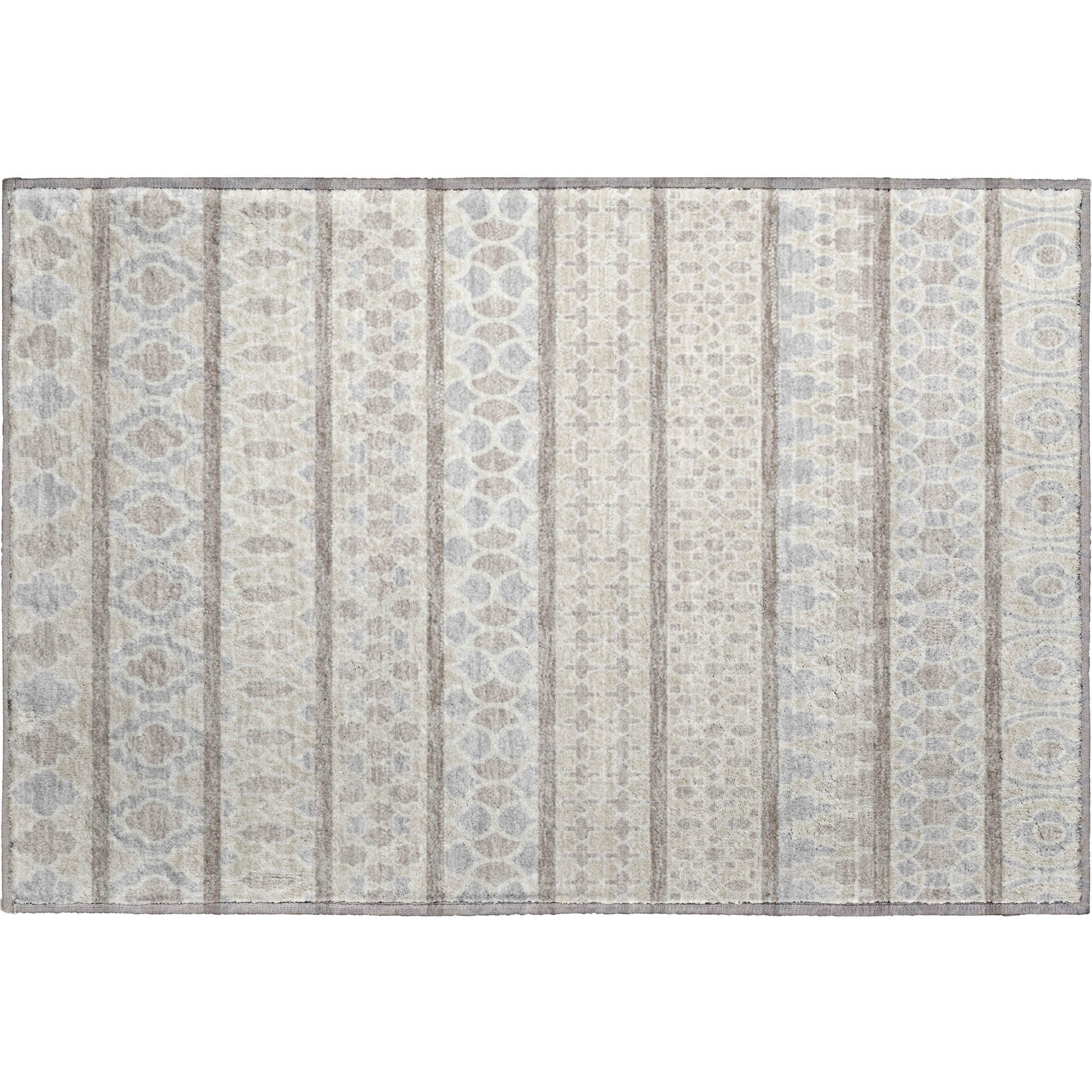 Luxury Machine Washable Indoor/Outdoor Transitional NO5 Ivory Rug 1'8" x 2'6" #shape_Rectangle