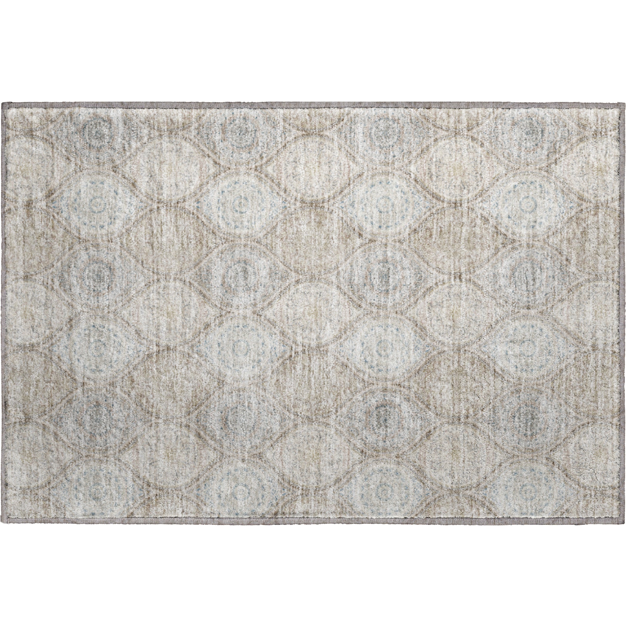 Luxury Machine Washable Indoor/Outdoor Transitional NO7 Linen Ivory Rug 1'8" x 2'6" #shape_Rectangle
