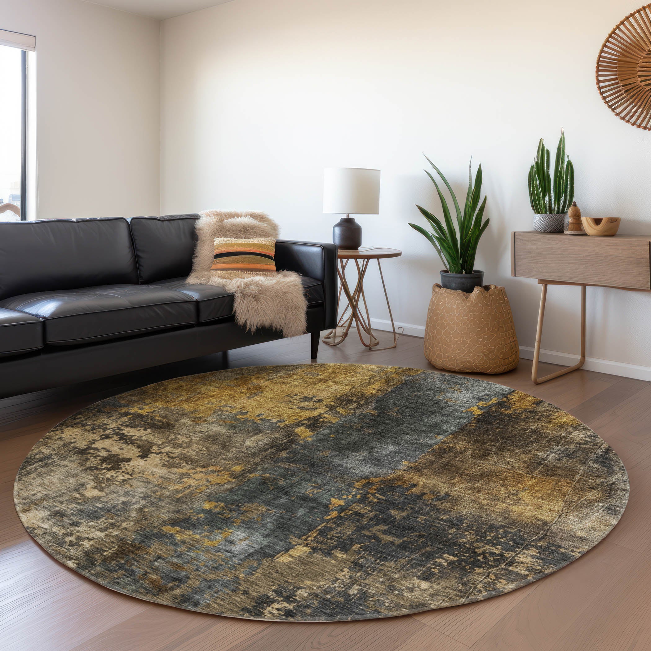 Indoor/Outdoor Contemporary NV12 Gray Rug 8' x 8' #shape_Round