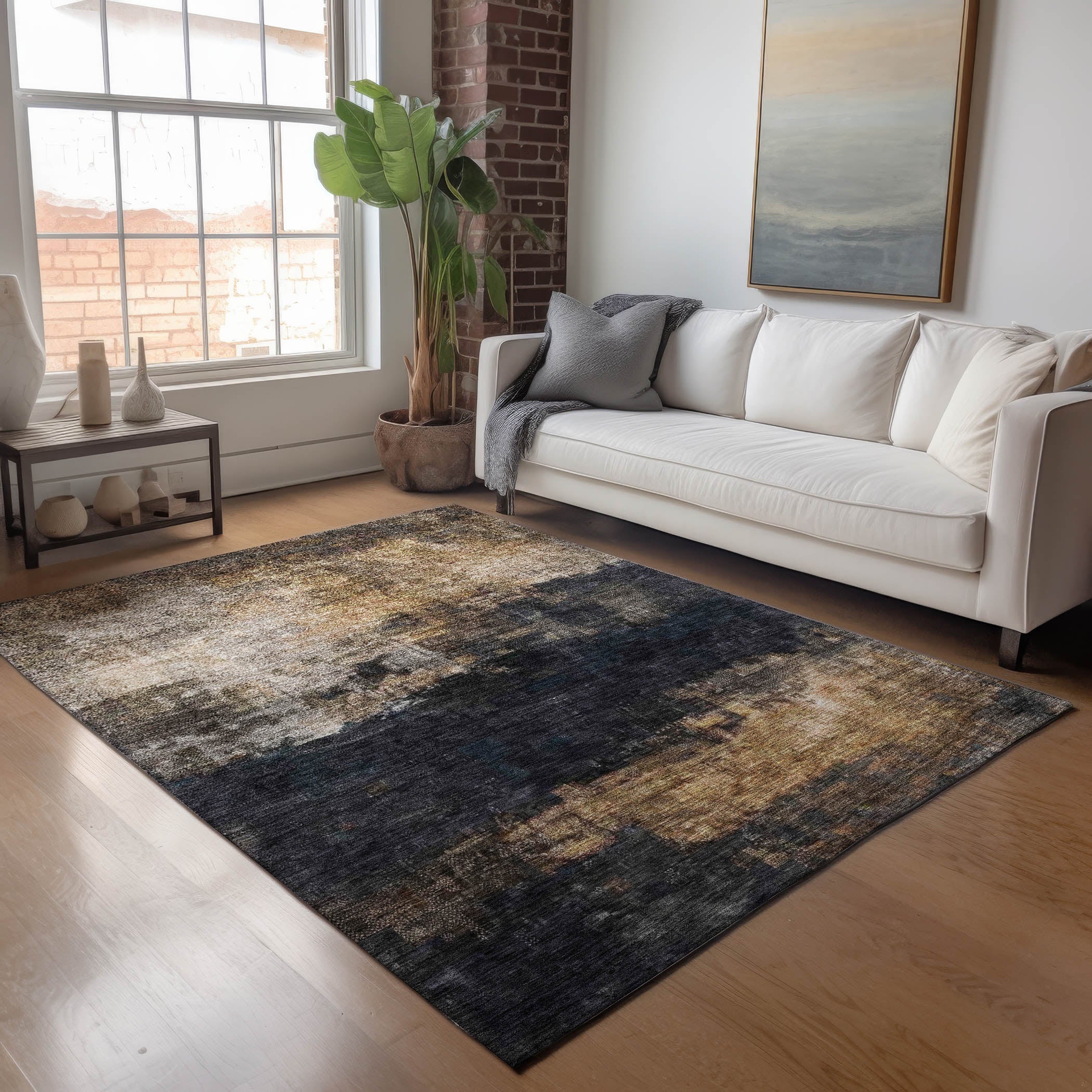 Indoor/Outdoor Contemporary NV17 Charcoal Gray Rug 2'6" x 3'10" #shape_Rectangle