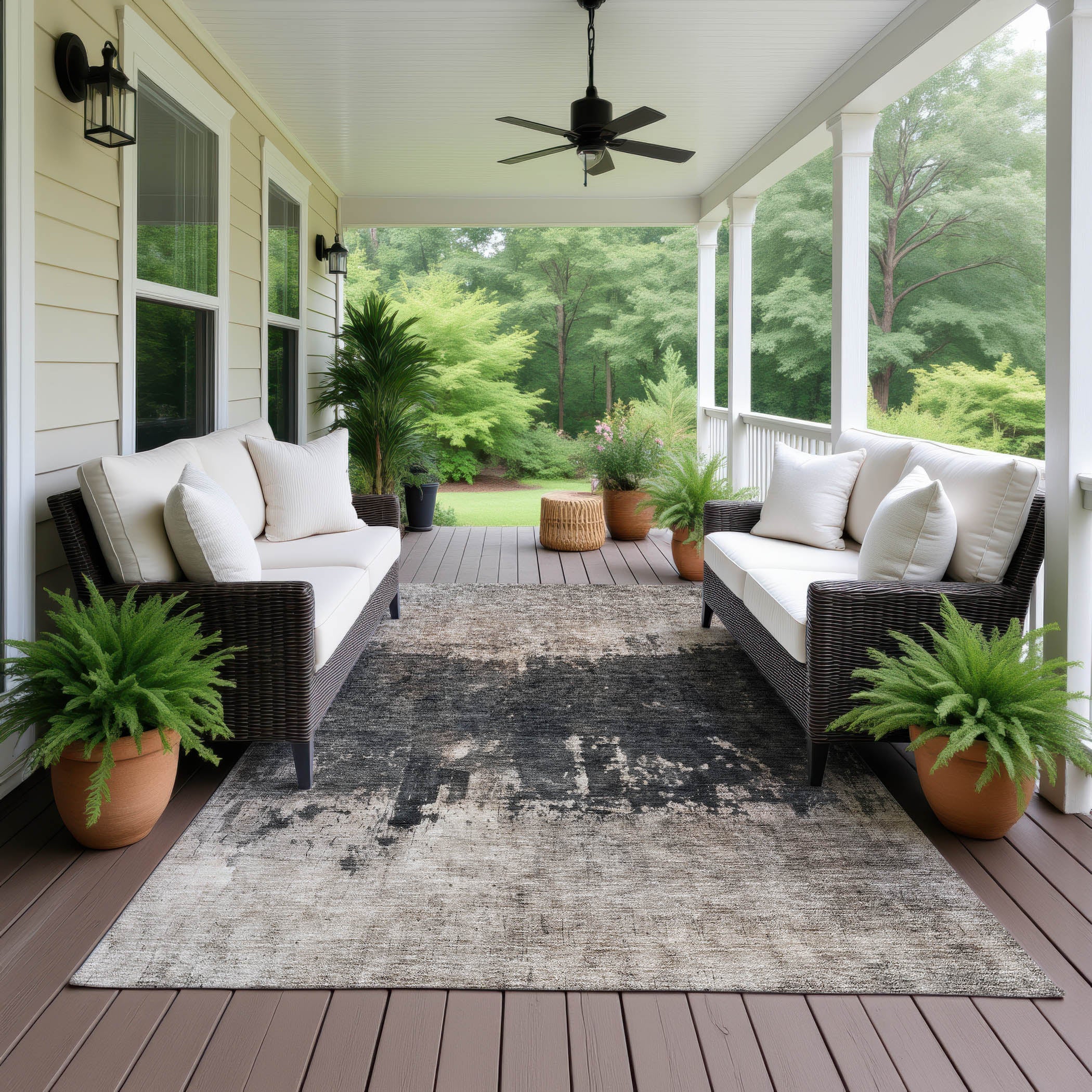 Indoor/Outdoor Contemporary NV23 Taupe Brown Rug 2'6" x 3'10" #shape_Rectangle