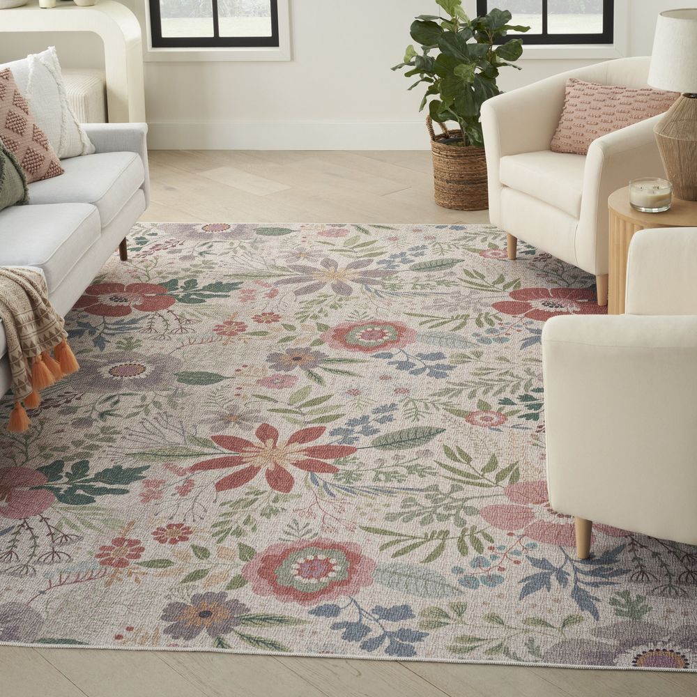 Nourison Washables NWB06 Cream Multicolor Rug #color_cream multicolor