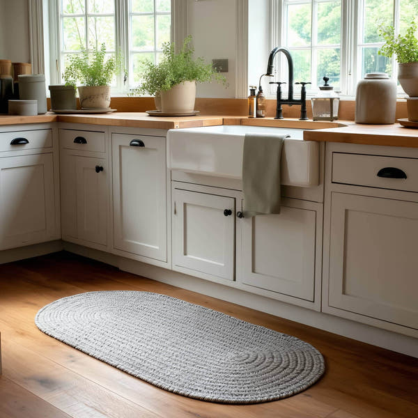 Muted Gray Braided Indoor Outdoor Polypropylene Rug 2' X 4' #Size_2' x 4' Runner