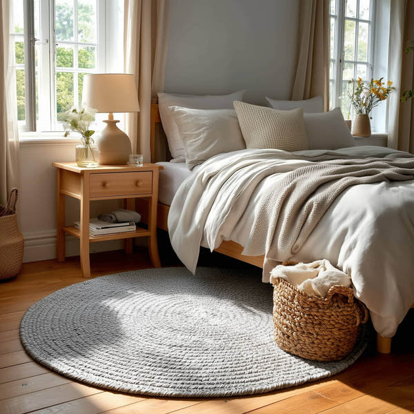 Muted Gray Braided Indoor Outdoor Polypropylene Rug 4' #Size_4' Round