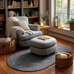 Black, White Braided Indoor Outdoor Polypropylene Rug 3' X 5' #shape_Oval