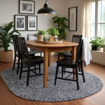 Black, White Braided Indoor Outdoor Polypropylene Rug 5' X 8' #shape_Oval