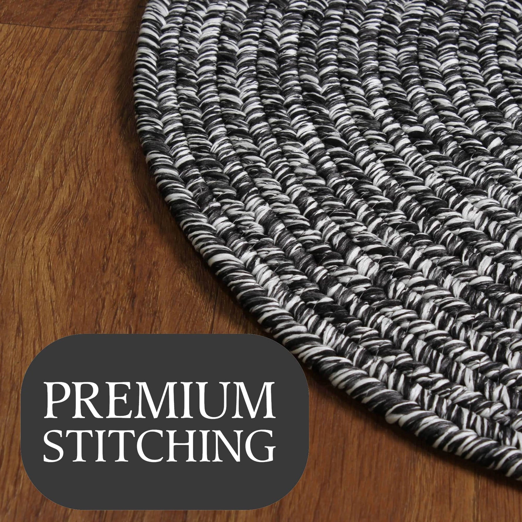 Black, White Braided Indoor Outdoor Polypropylene Rug 2' X 3'