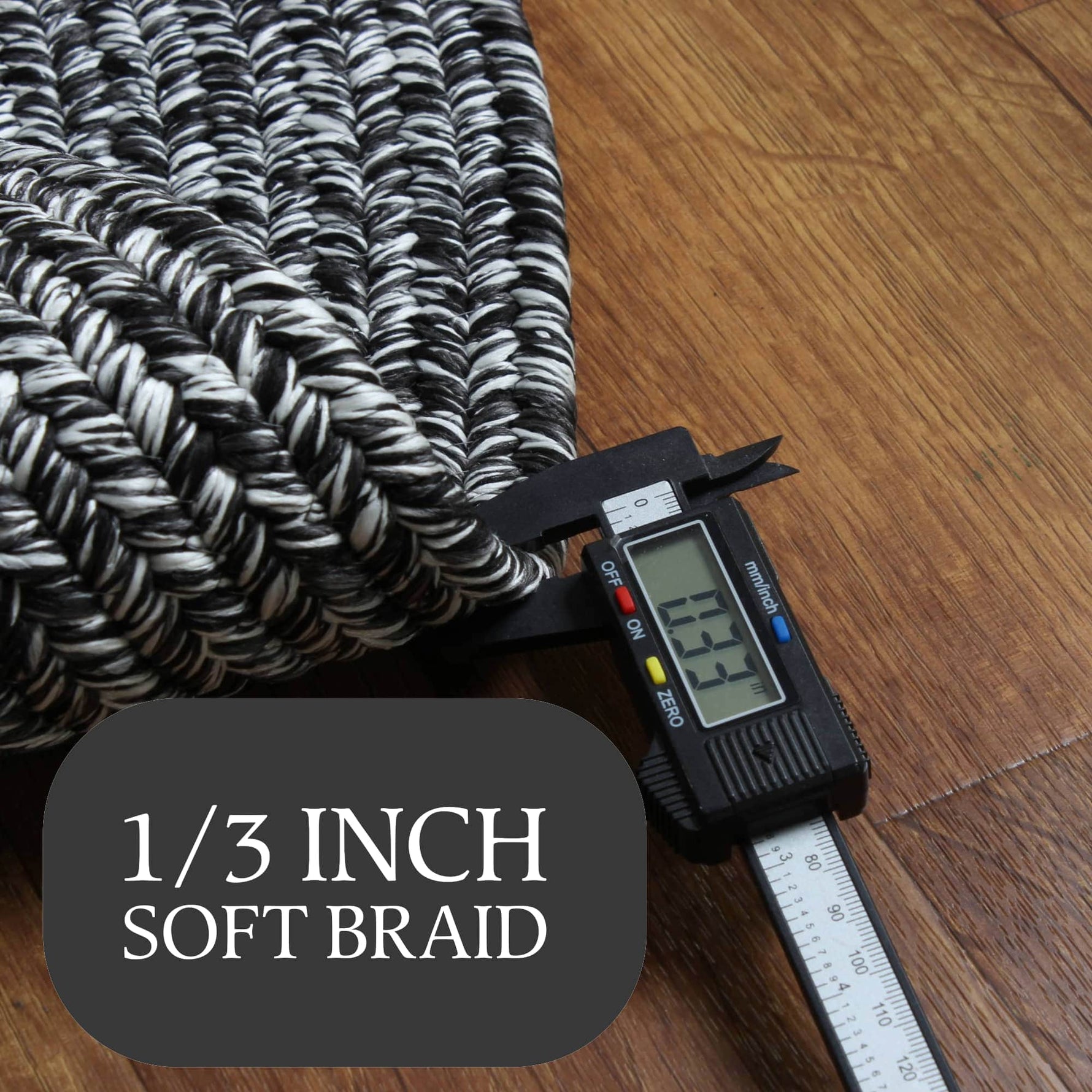 Black, White Braided Indoor Outdoor Polypropylene Rug 2' X 3'