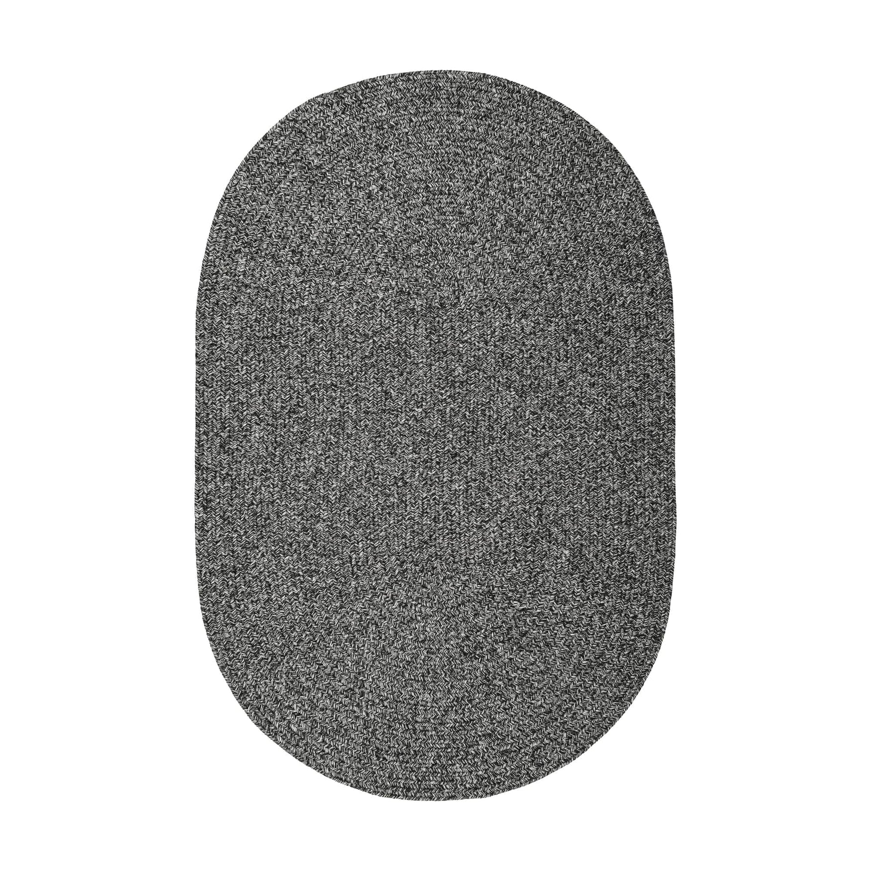 Black, White Braided Indoor Outdoor Polypropylene Rug 5' X 8' #shape_Oval