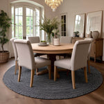 Black, White Braided Indoor Outdoor Polypropylene Rug 6' #shape_Round