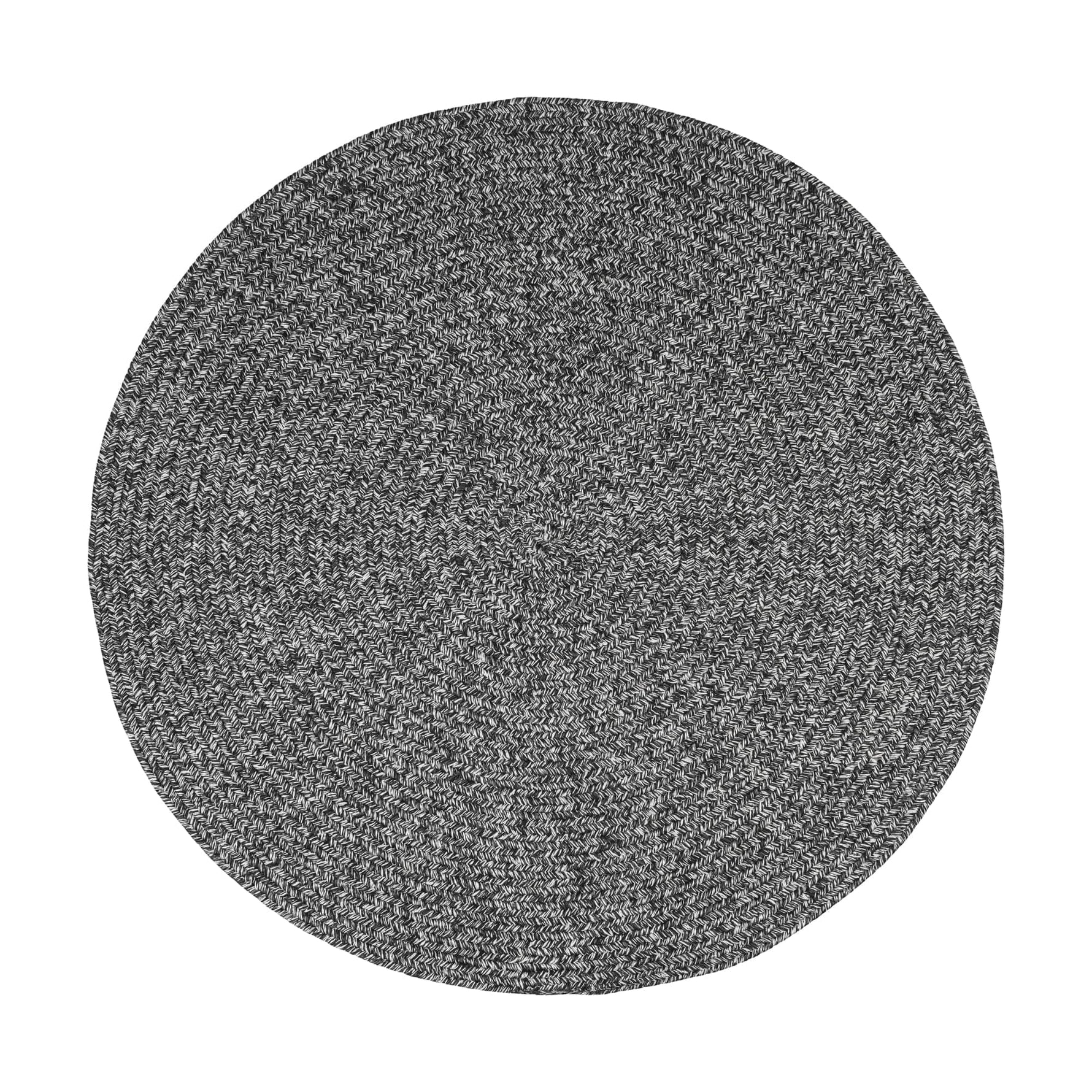 Black, White Braided Indoor Outdoor Polypropylene Rug 4' #shape_Round