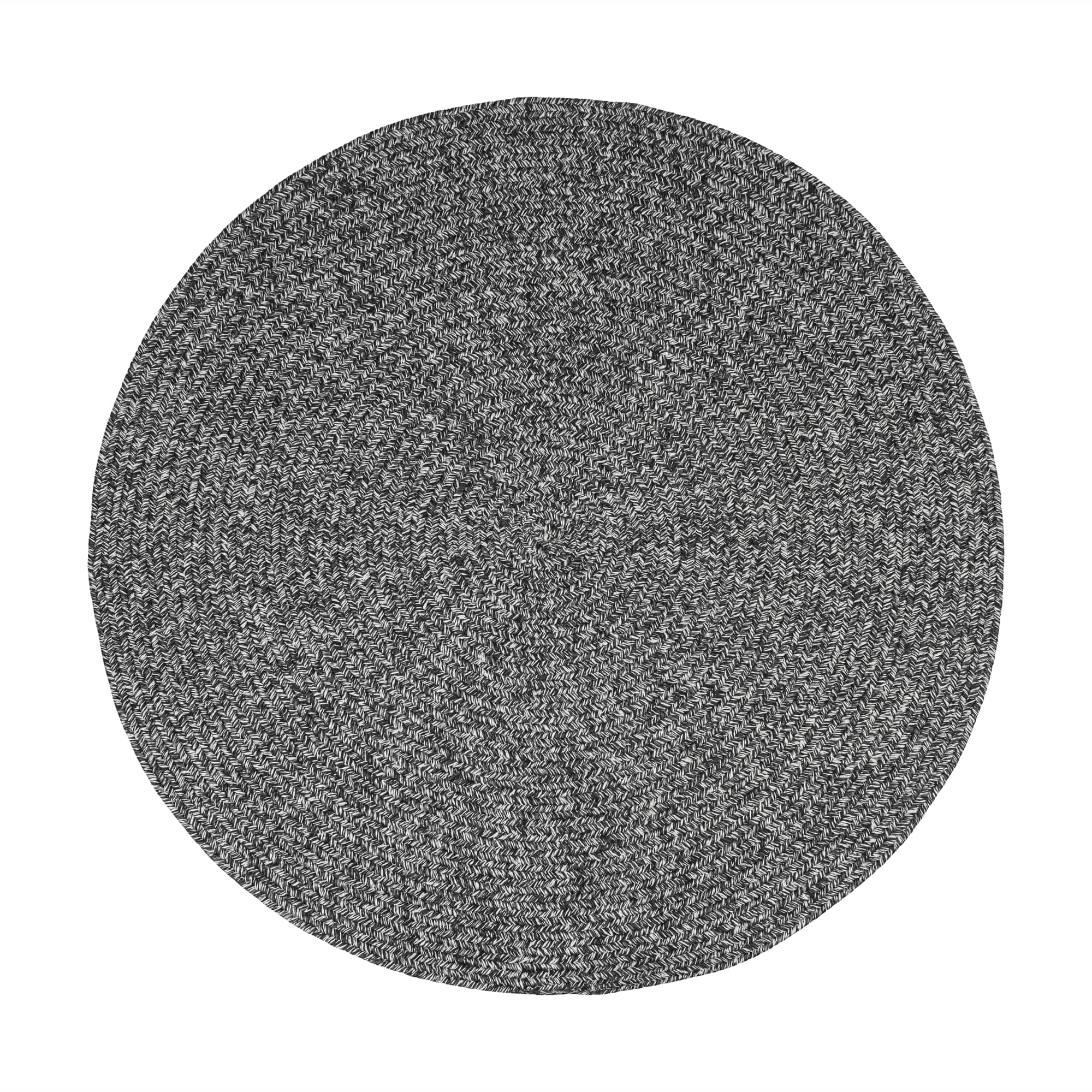 Black, White Braided Indoor Outdoor Polypropylene Rug 4' #shape_Round