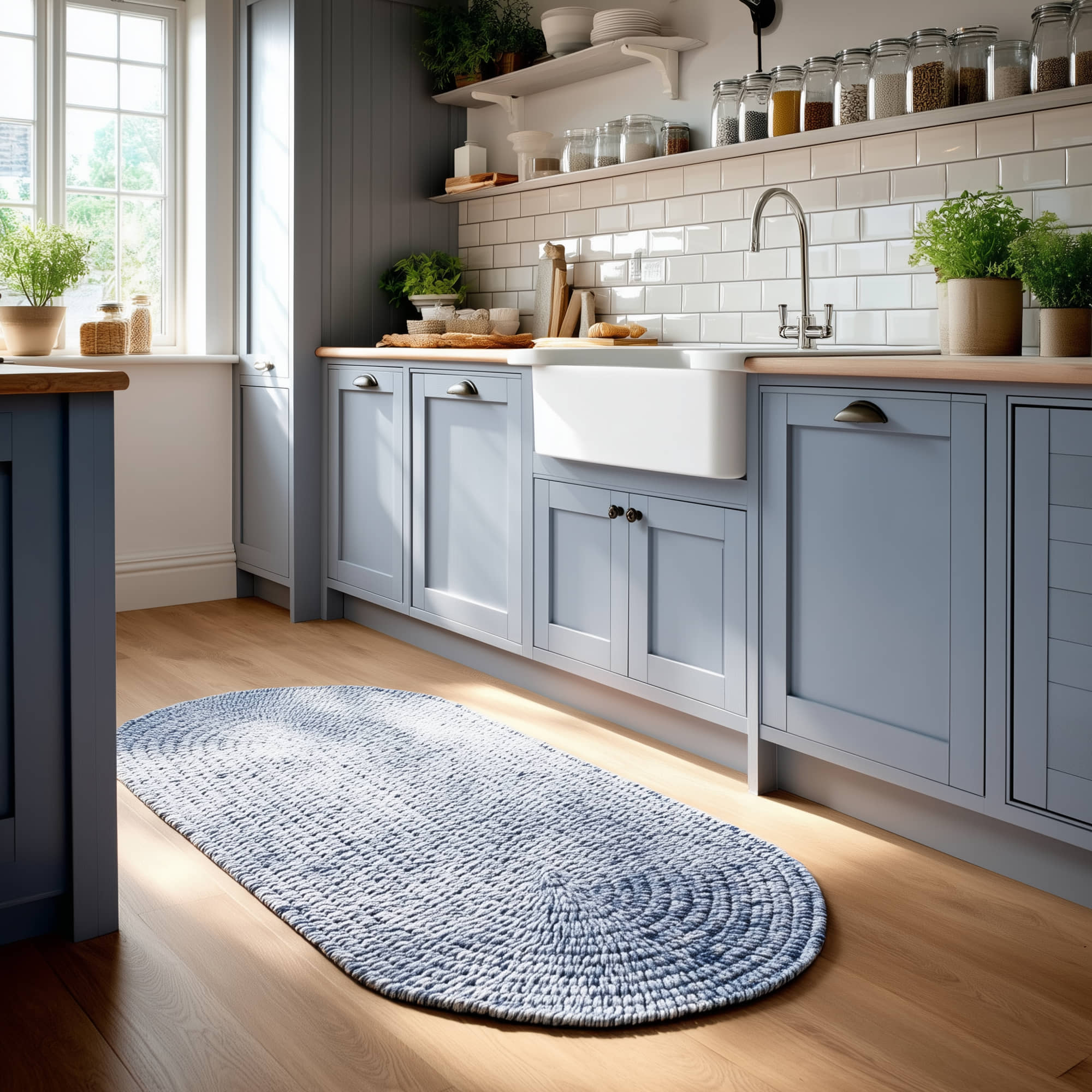 Navy Blue, White Braided Indoor Outdoor Polypropylene Rug 2' X 4' #shape_Runner