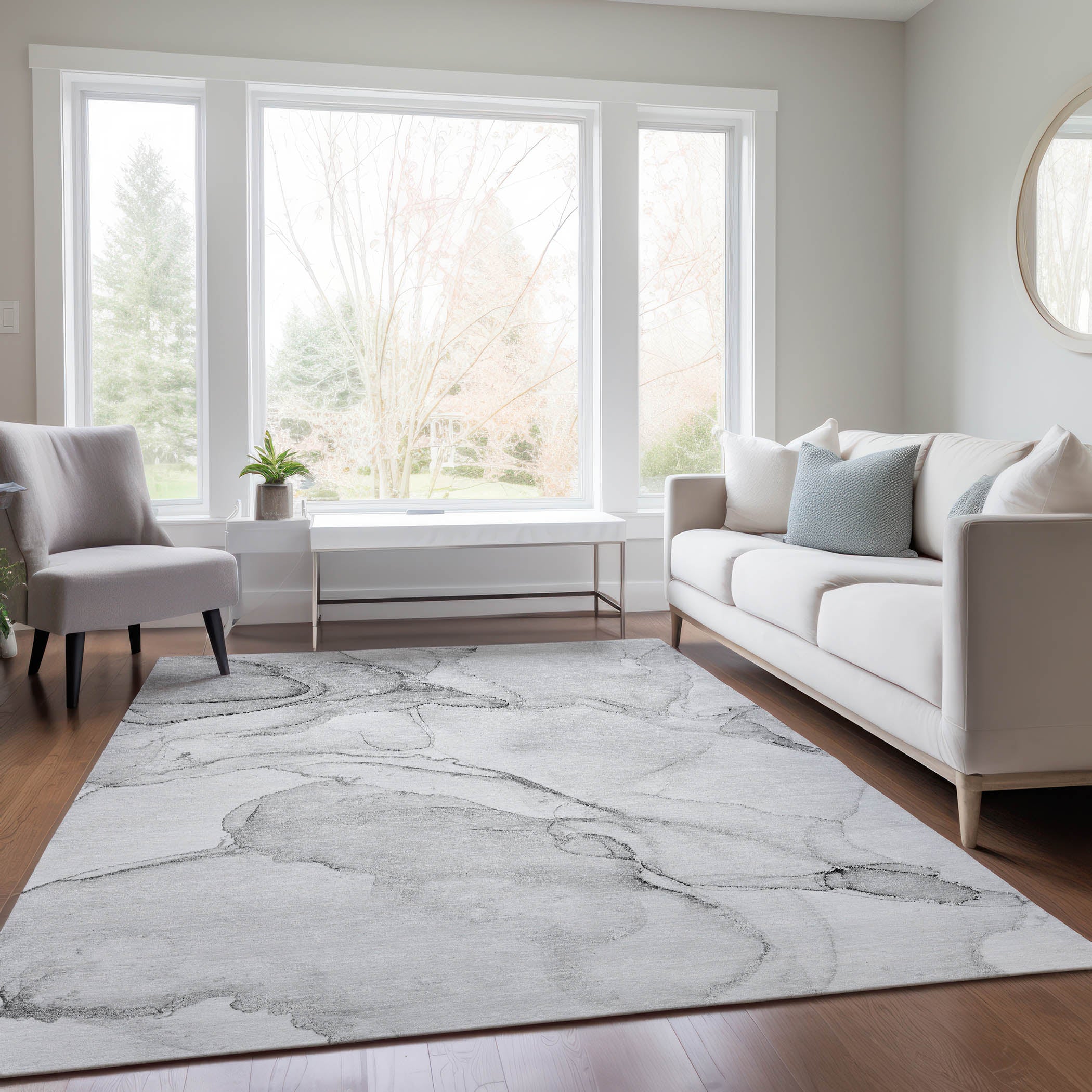Luxury Washable Indoor/Outdoor Transitional OY13 Gray Rug 2'6" x 3'10" #shape_Rectangle
