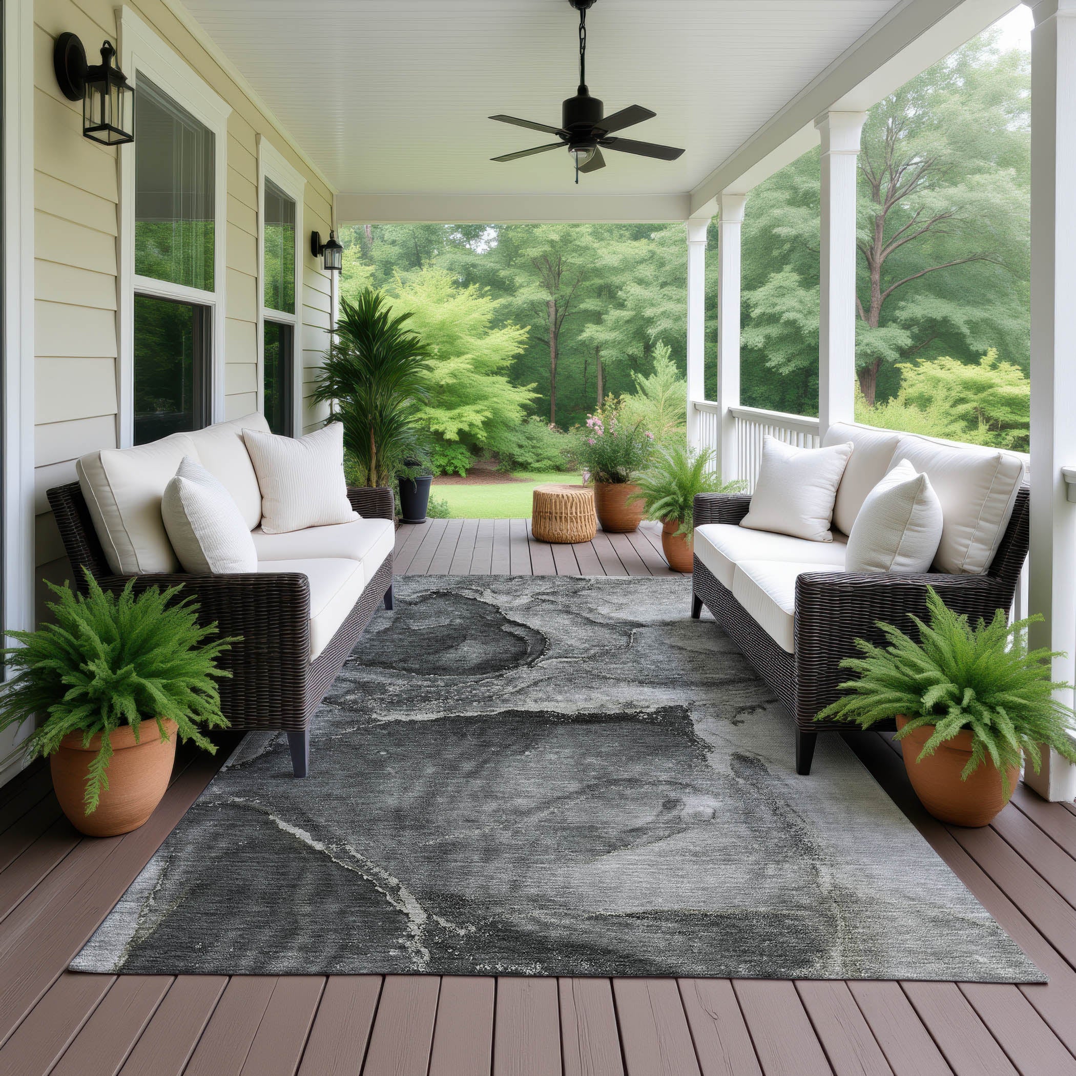Luxury Washable Indoor/Outdoor Transitional OY14 Charcoal Gray Rug 2'6" x 3'10" #shape_Rectangle