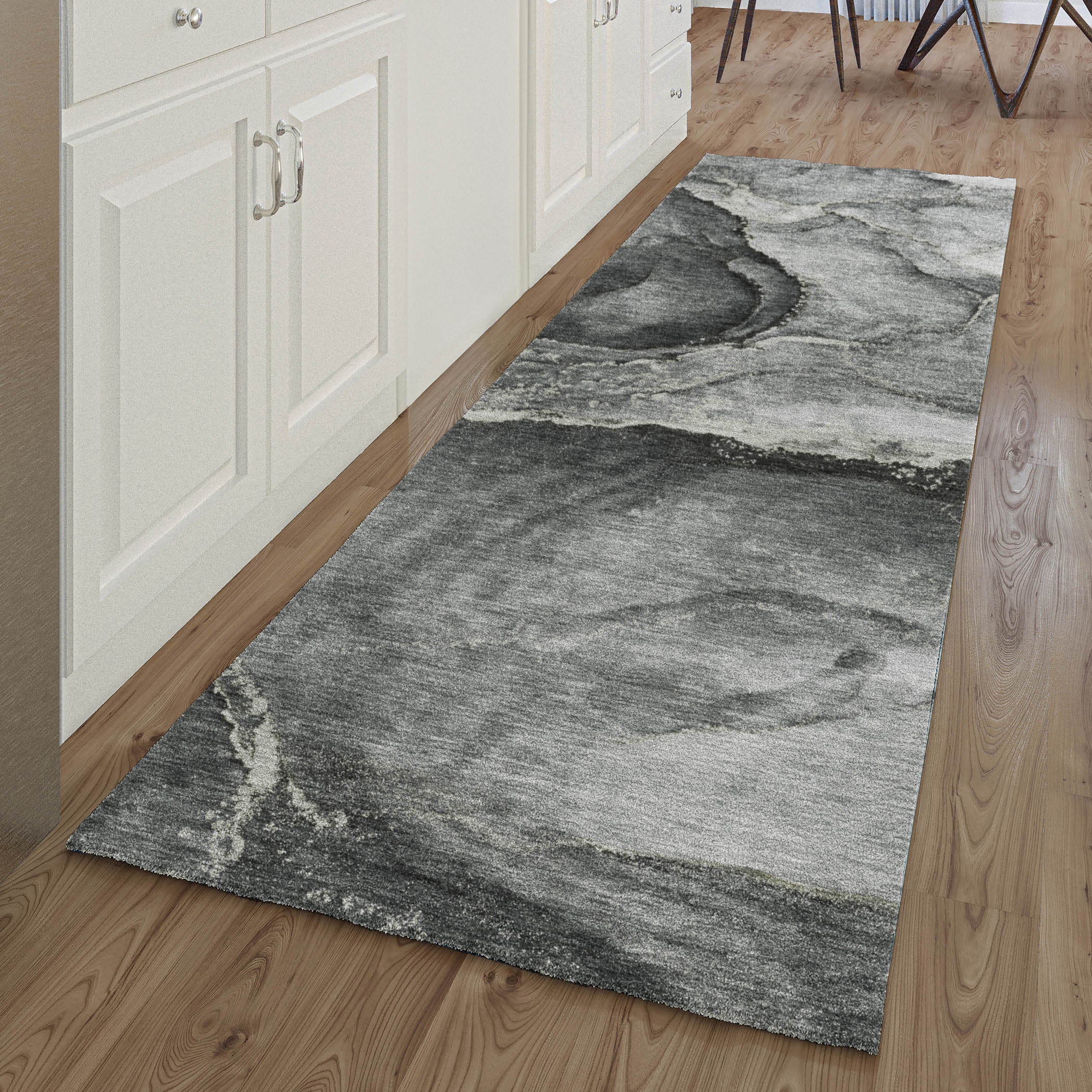 Luxury Washable Indoor/Outdoor Transitional OY14 Charcoal Gray Rug 2'3" x 7'6" #shape_Runner