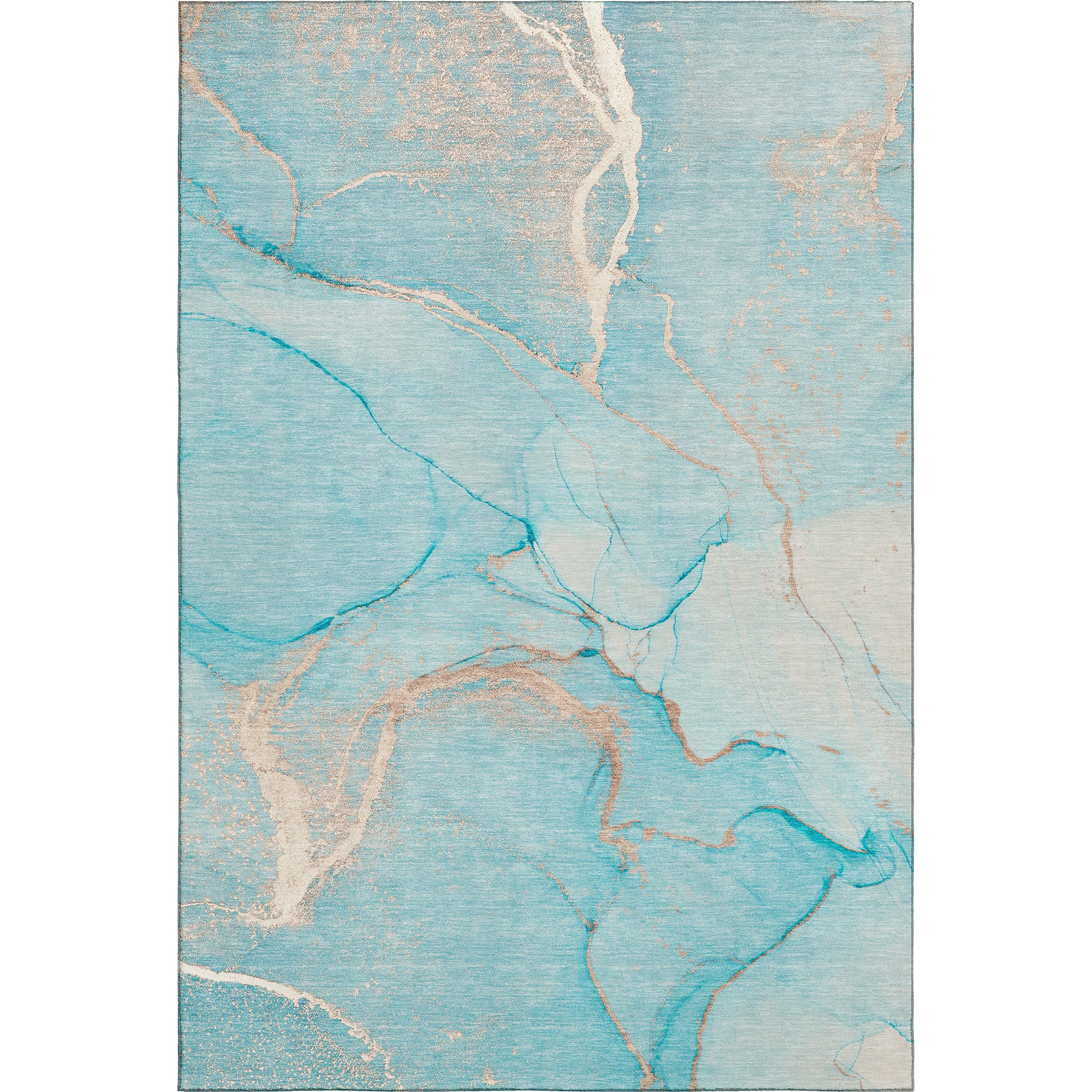 Luxury Washable Indoor/Outdoor Transitional OY7 Teal Rug 2'6" x 3'10" #shape_Rectangle