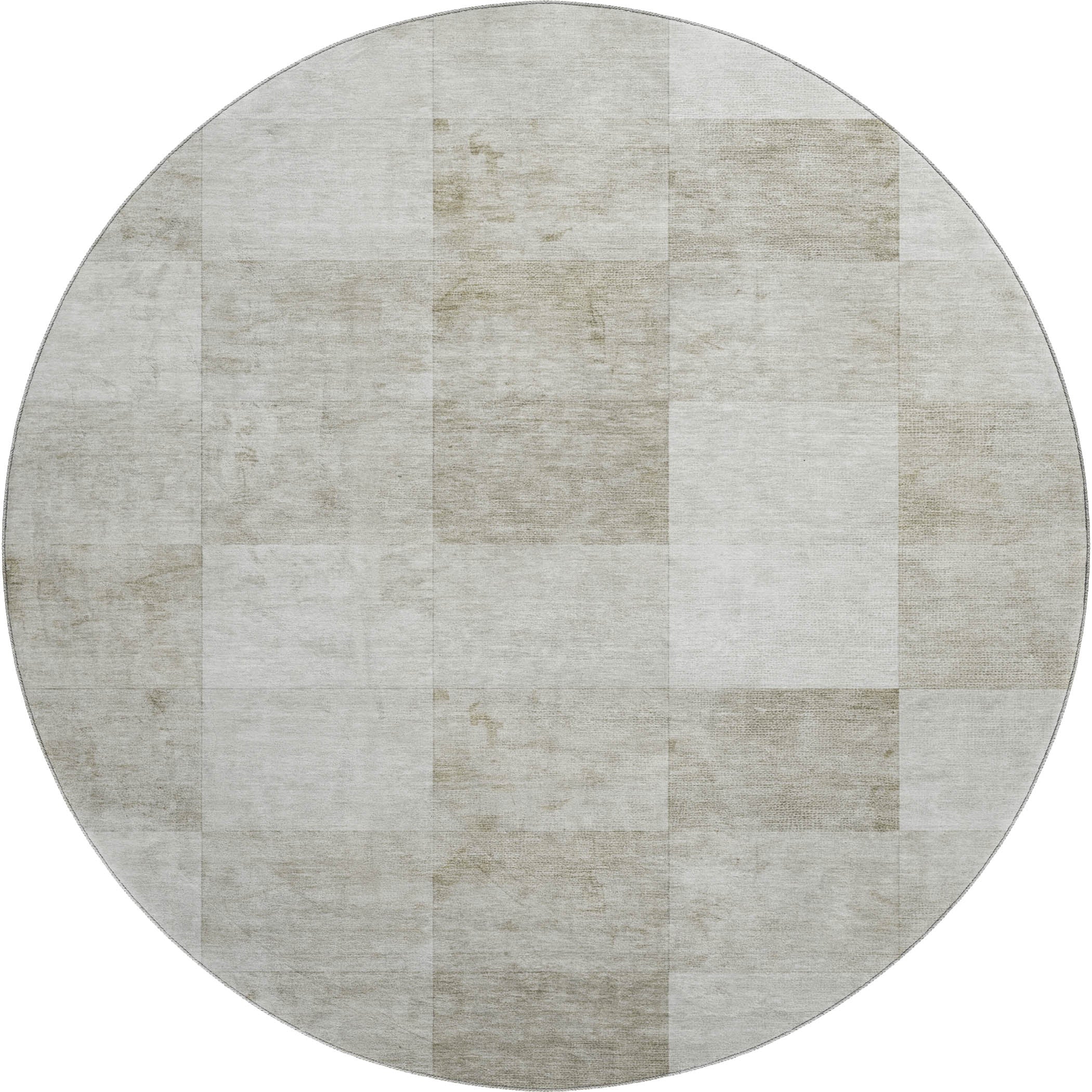Luxury Machine Washable Indoor/Outdoor Transitional PA10 Beige Brown Rug 8' x 8' #shape_Round