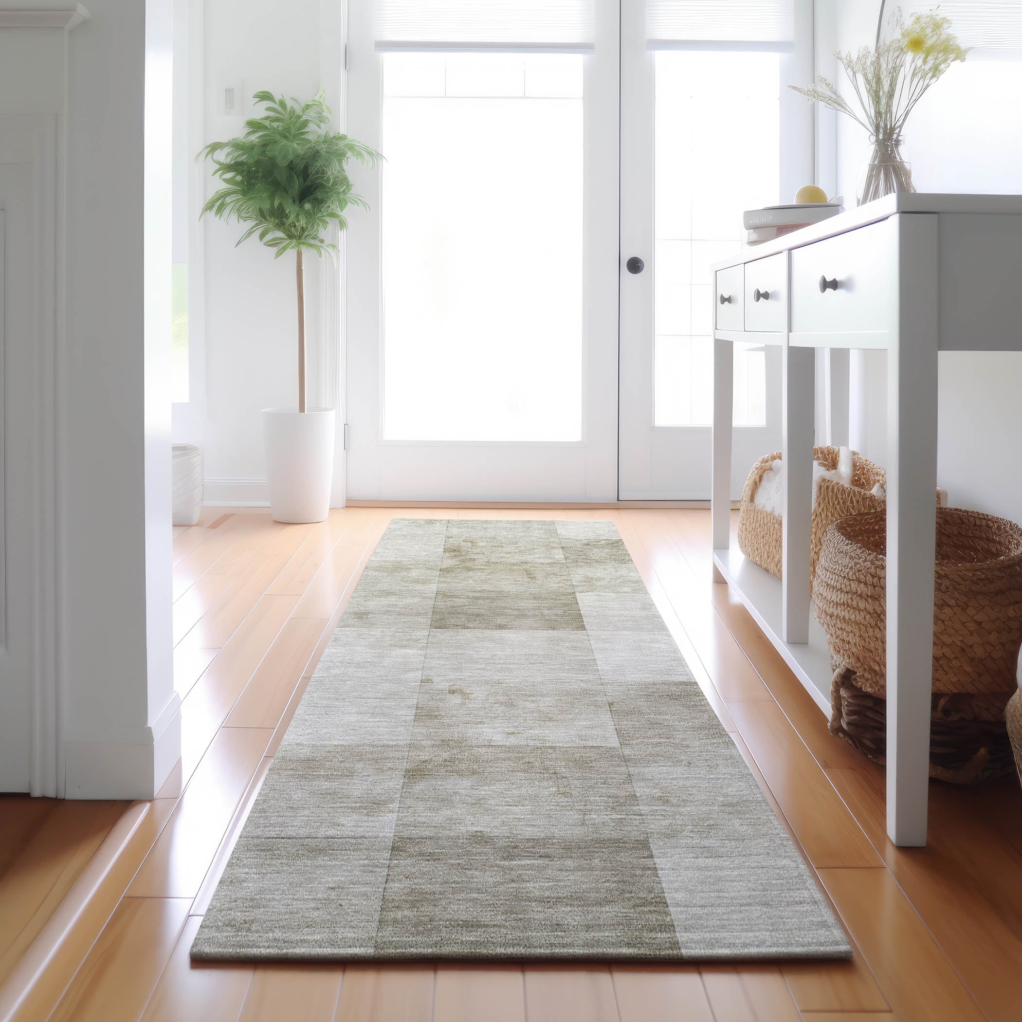 Luxury Machine Washable Indoor/Outdoor Transitional PA10 Beige Brown Rug 2'3" x 7'6" #shape_Runner