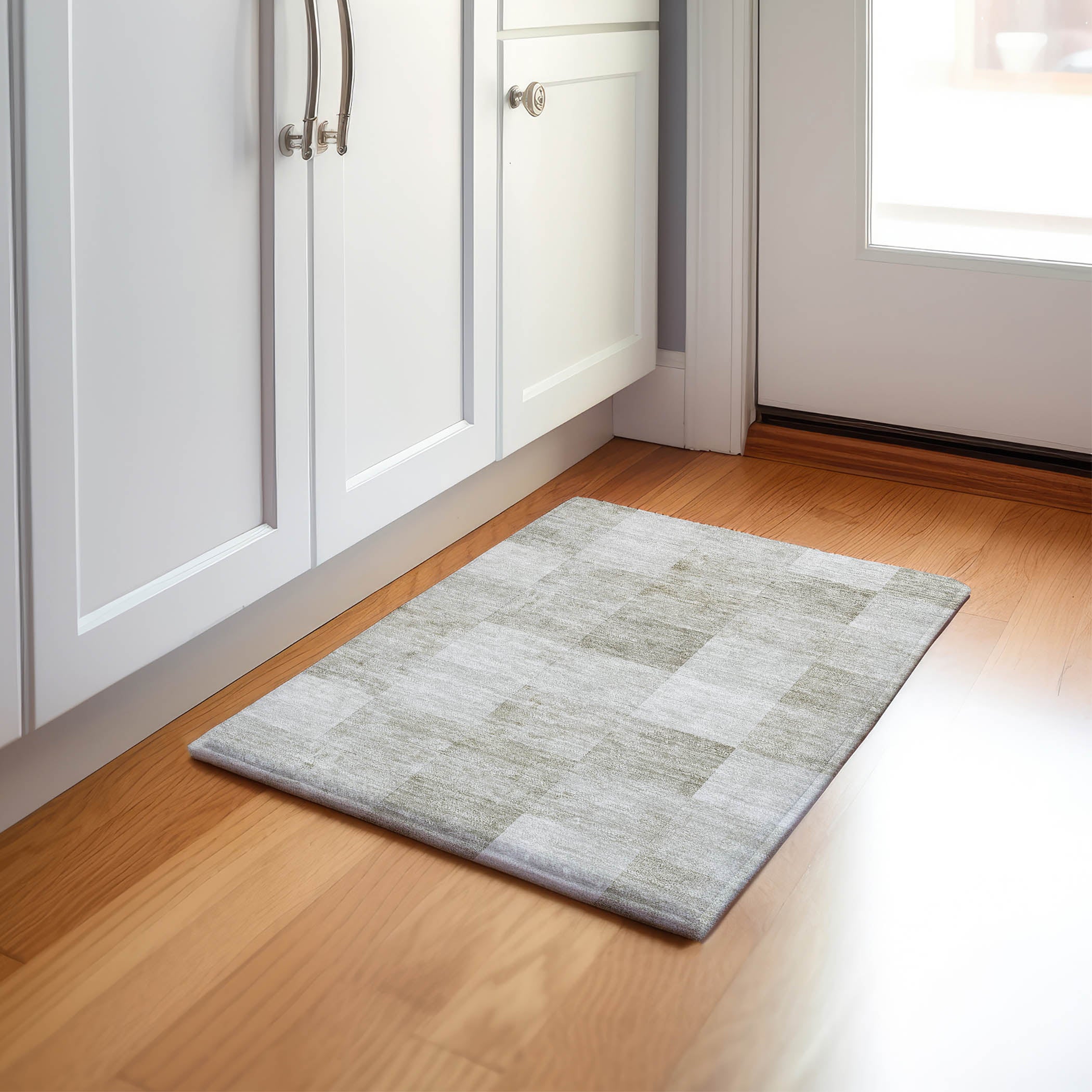 Luxury Machine Washable Indoor/Outdoor Transitional PA10 Beige Brown Rug 1'8" x 2'6" #shape_Rectangle