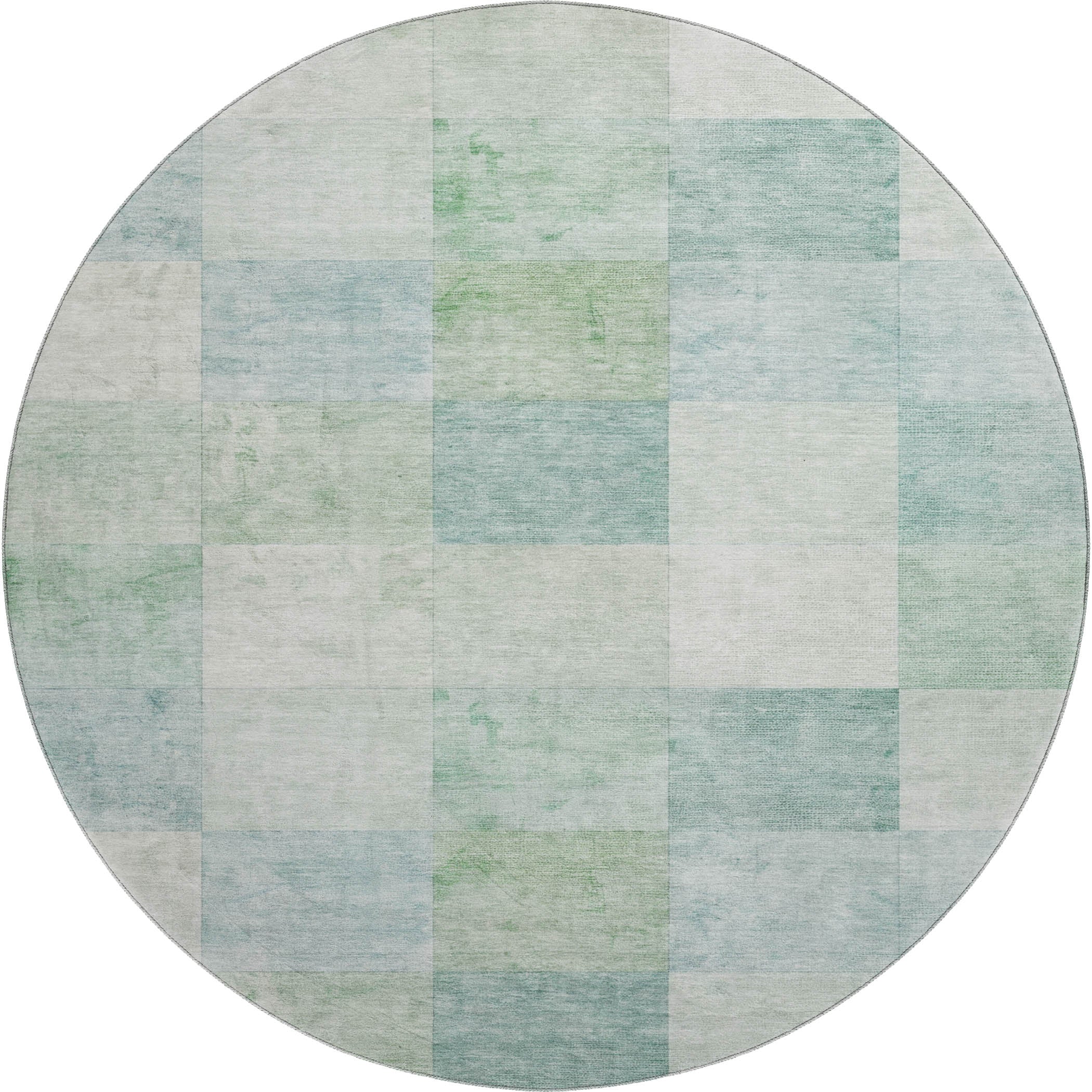 Luxury Machine Washable Indoor/Outdoor Transitional PA10 Seafoam Blue Rug 8' x 8' #shape_Round