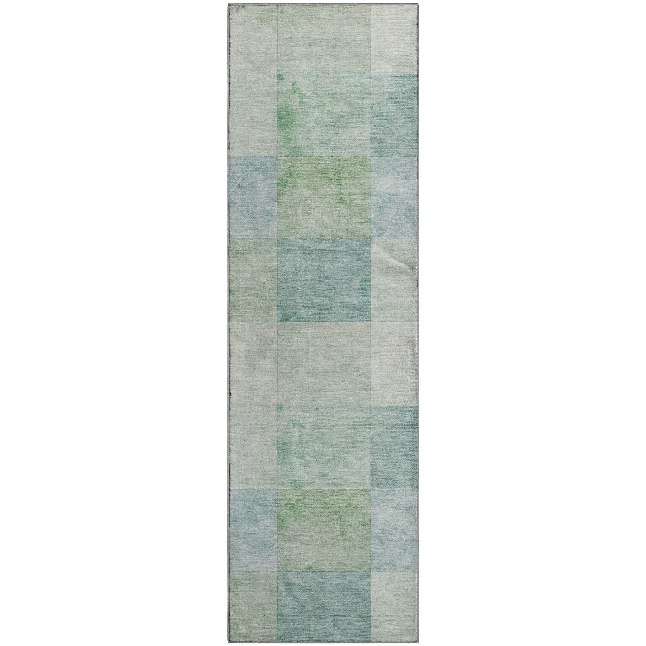 Luxury Machine Washable Indoor/Outdoor Transitional PA10 Seafoam Blue Rug 2'3" x 7'6" #shape_Runner