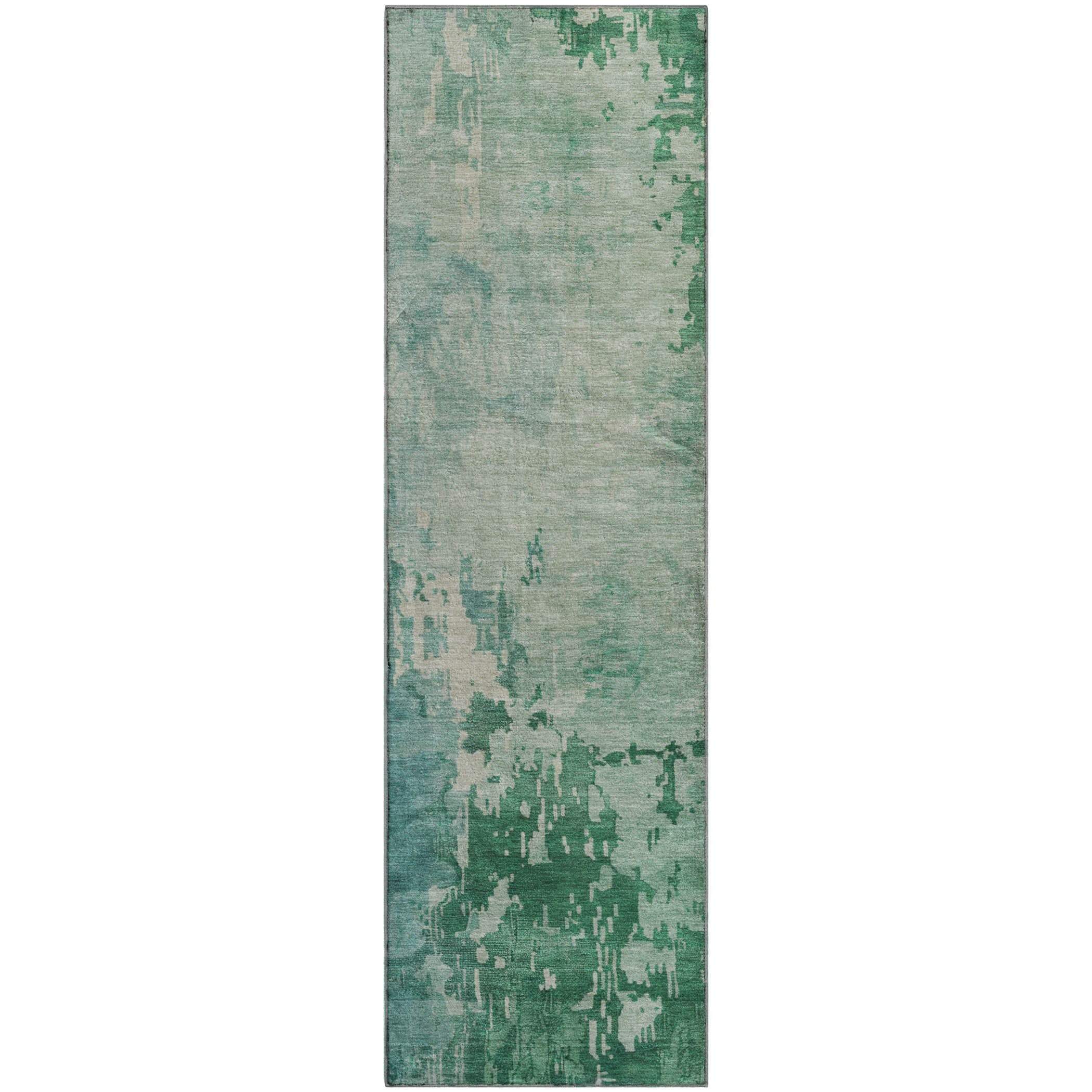 Luxury Machine Washable Indoor/Outdoor Transitional PA11 Emerald Green Rug 2'3" x 7'6" #shape_Runner