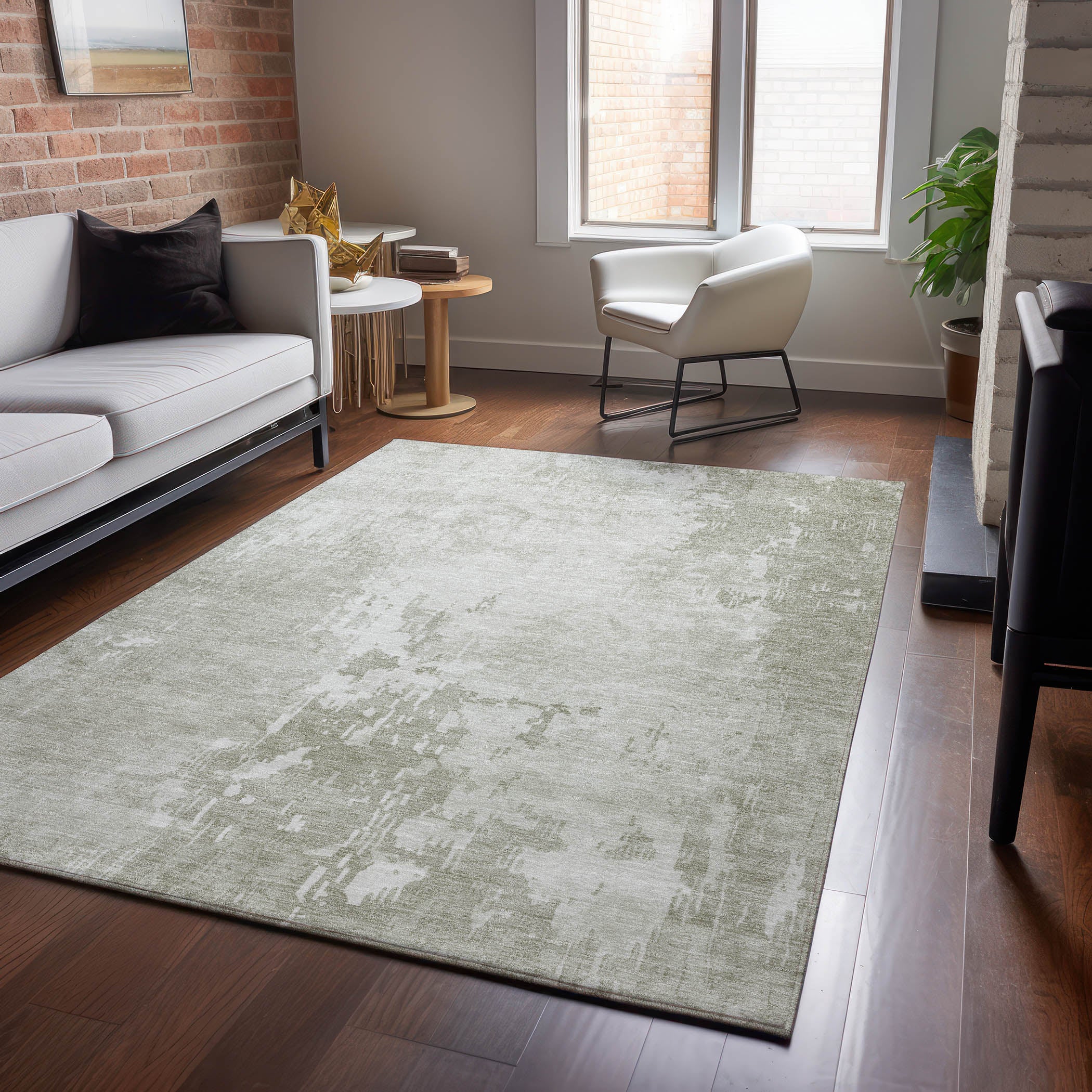 Luxury Machine Washable Indoor/Outdoor Transitional PA11 Linen Brown Rug 2'6" x 3'10" #shape_Rectangle