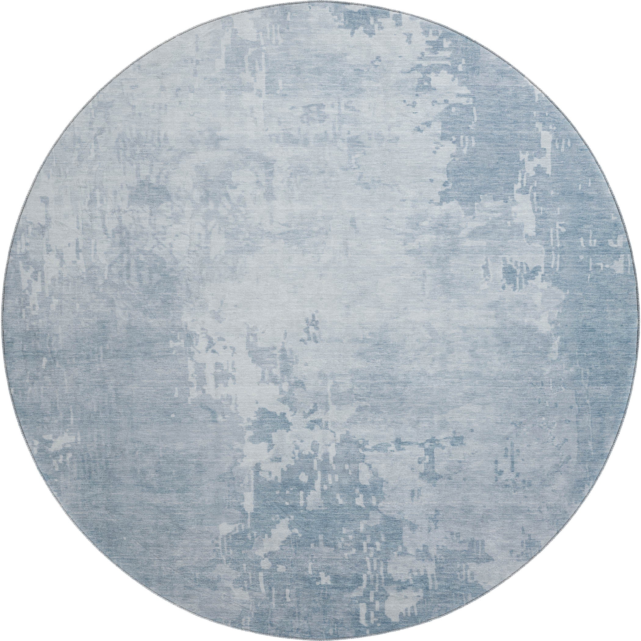 Luxury Machine Washable Indoor/Outdoor Transitional PA11 Sky Blue Rug 8' x 8' #shape_Round