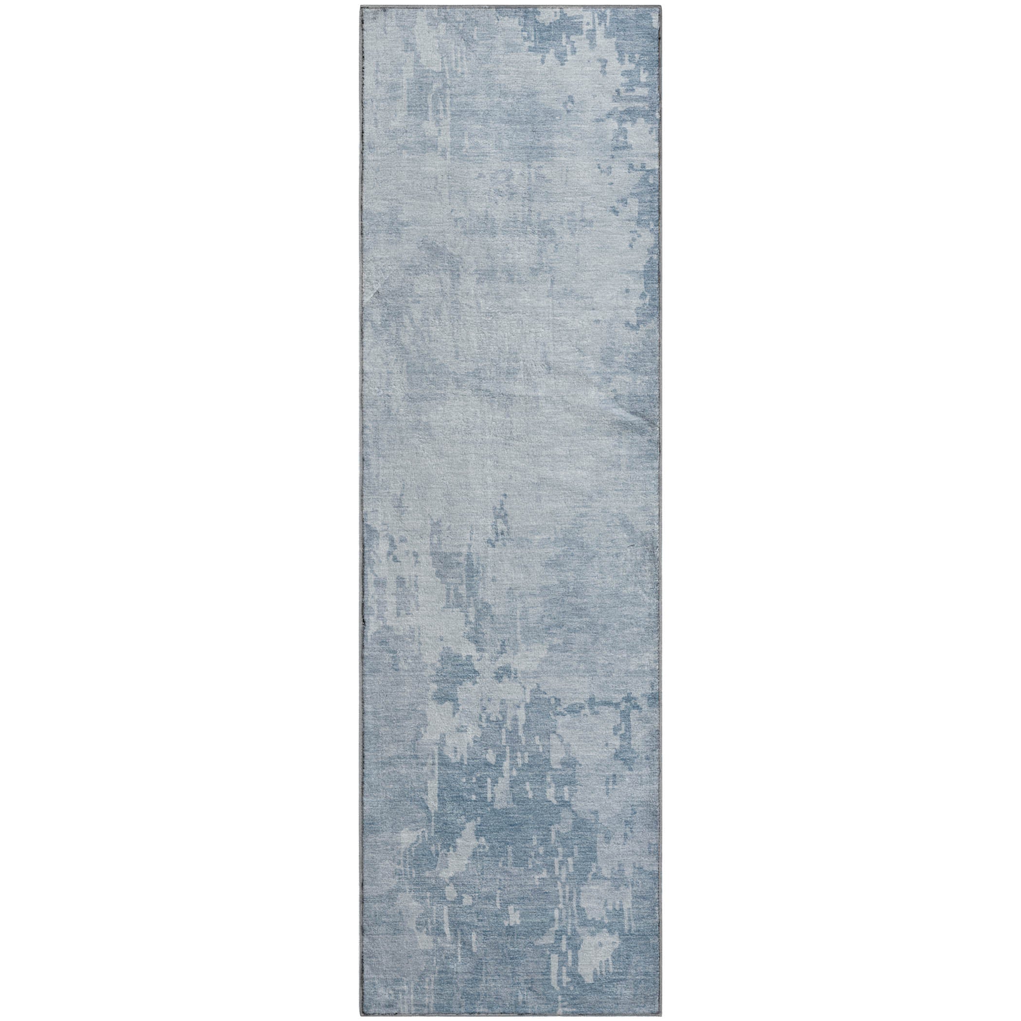Luxury Machine Washable Indoor/Outdoor Transitional PA11 Sky Blue Rug 2'3" x 7'6" #shape_Runner