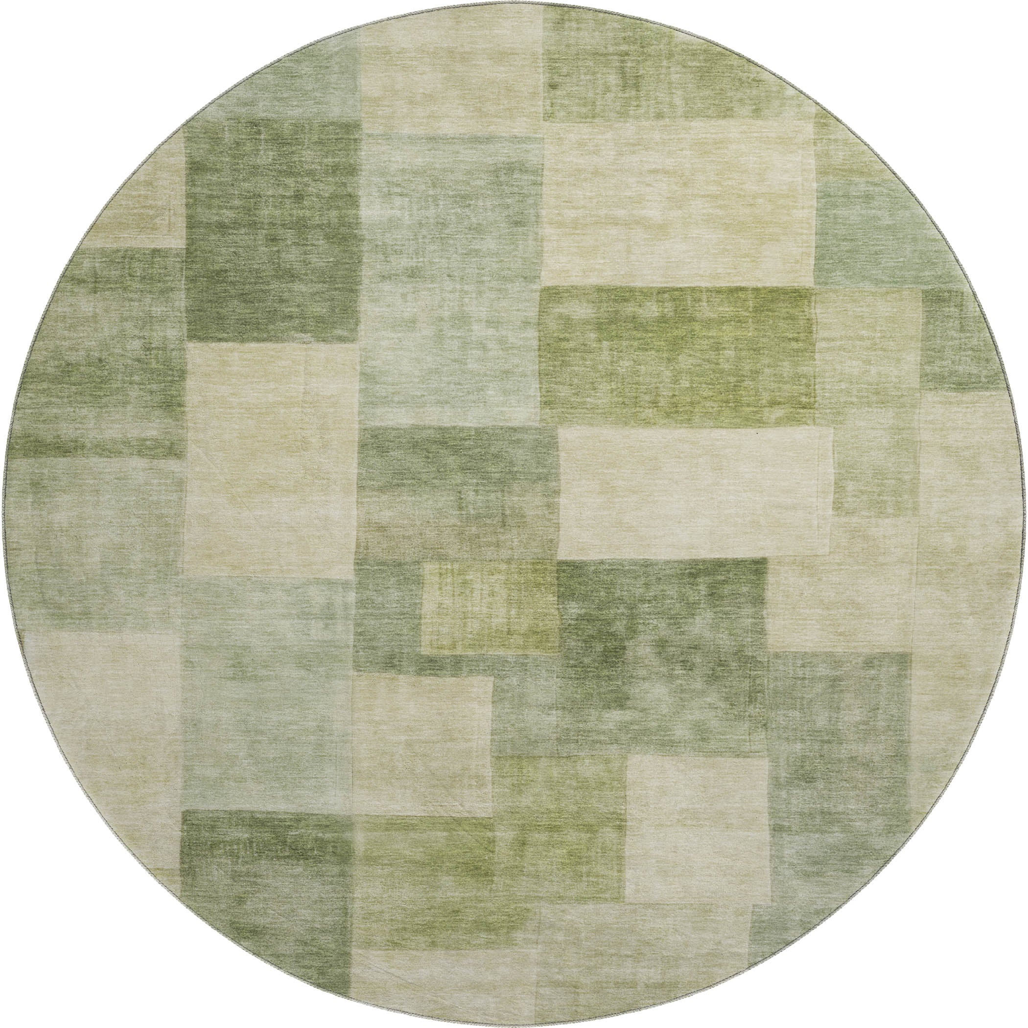 Luxury Machine Washable Indoor/Outdoor Transitional PA12 Aloe Green Rug 8' x 8' #shape_Round