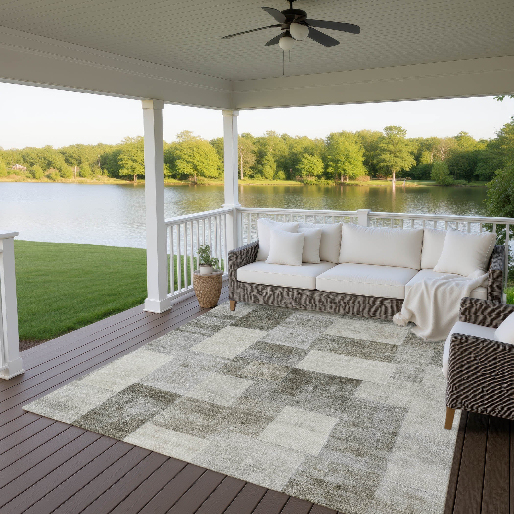 Luxury Machine Washable Indoor/Outdoor Transitional PA12 Taupe Brown Rug 2'6" x 3'10" #shape_Rectangle