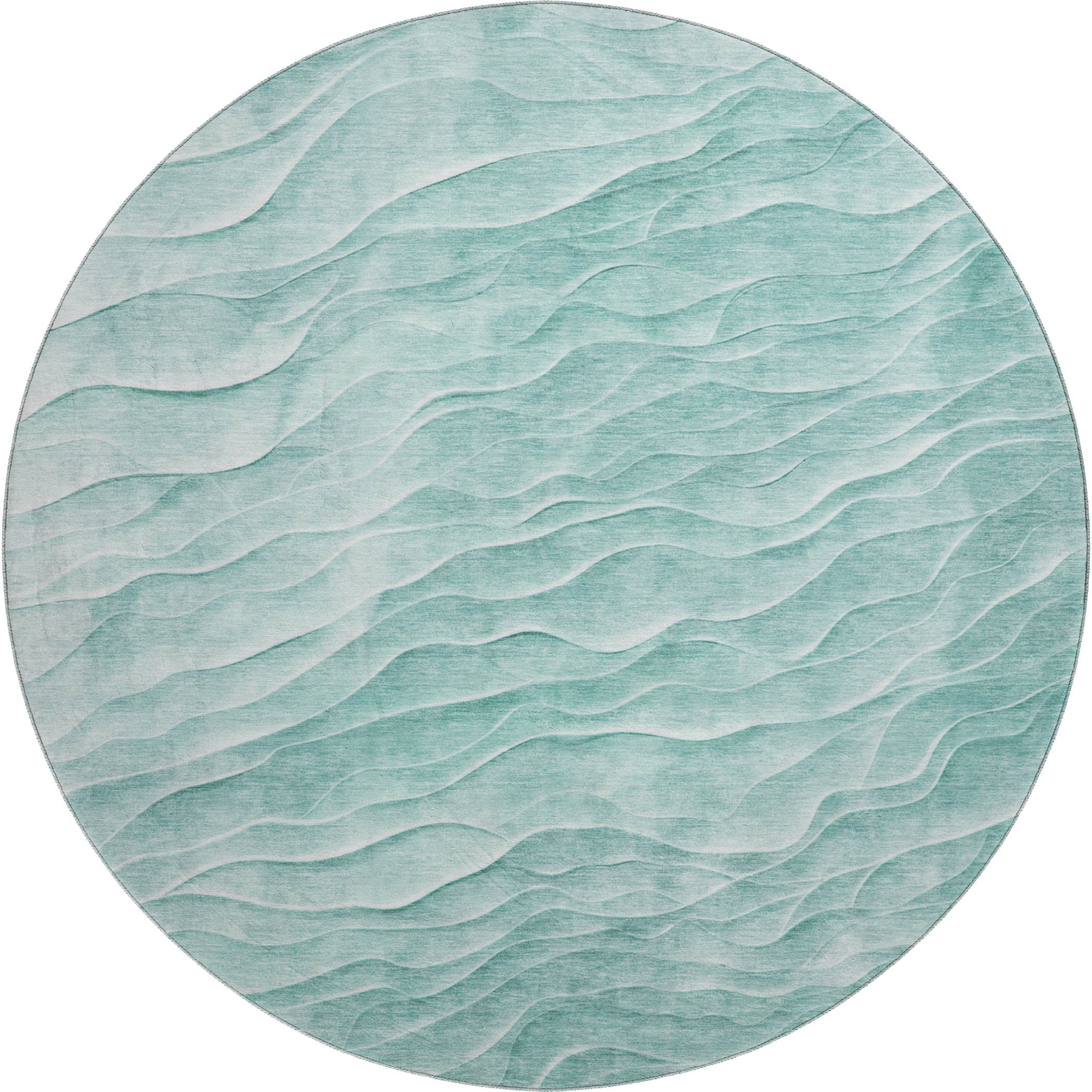 Luxury Machine Washable Indoor/Outdoor Transitional PA1 Aqua Teal Rug 8' x 8' #shape_Round