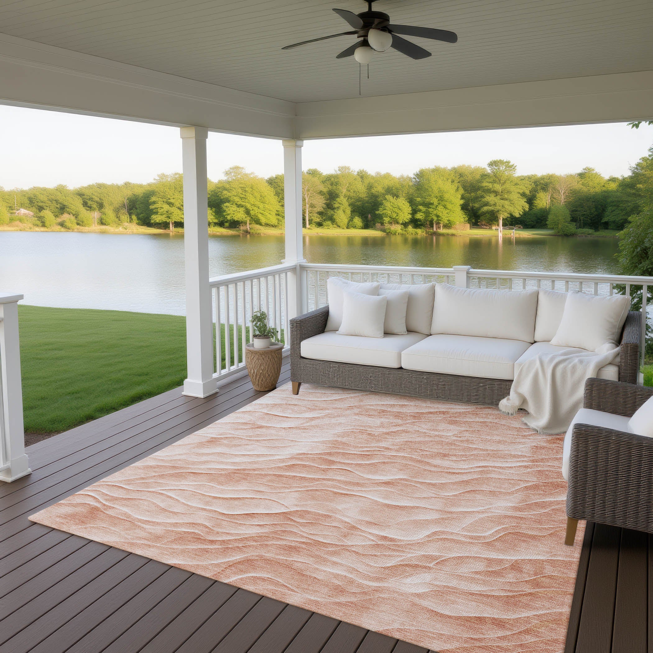 Luxury Machine Washable Indoor/Outdoor Transitional PA1 Coral Orange Rug 2'6" x 3'10" #shape_Rectangle