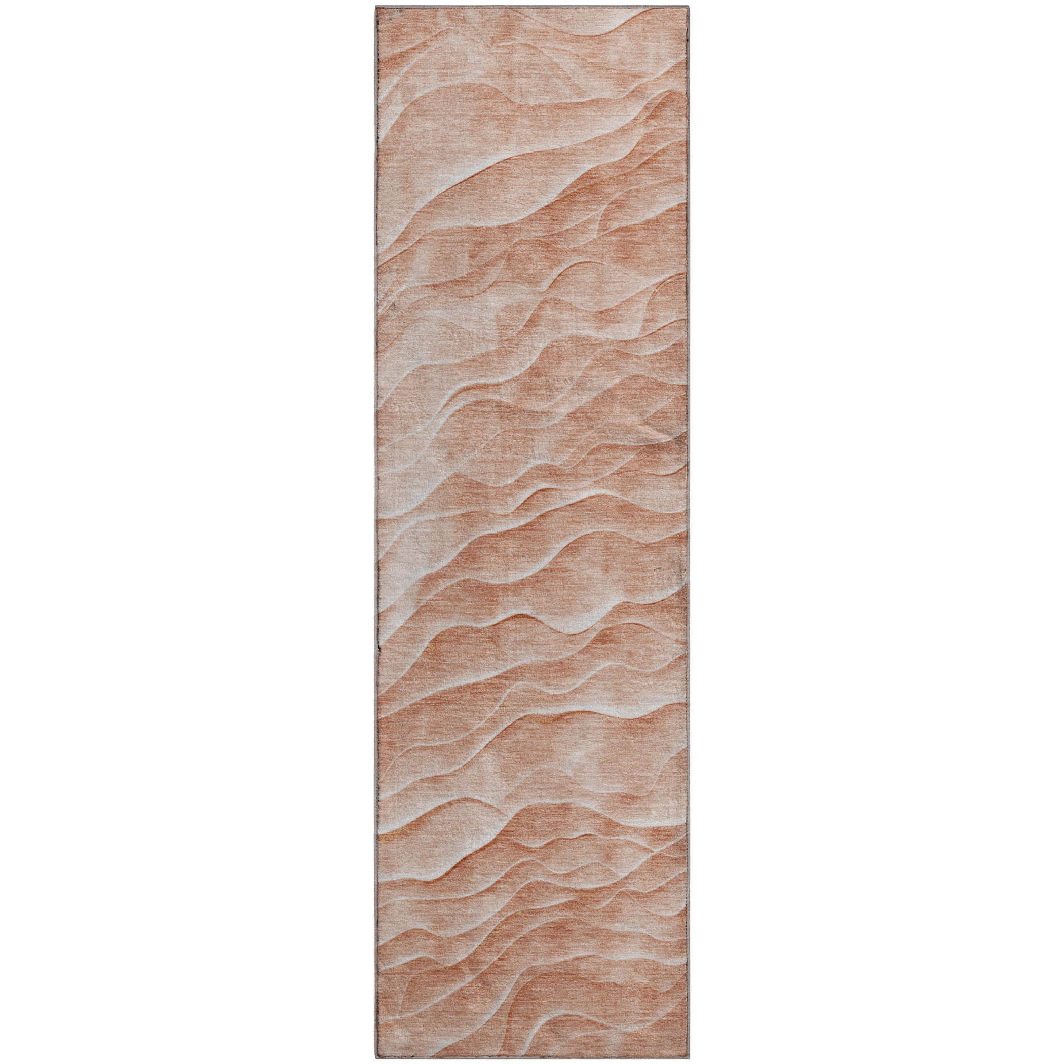 Luxury Machine Washable Indoor/Outdoor Transitional PA1 Coral Orange Rug 2'3" x 7'6" #shape_Runner