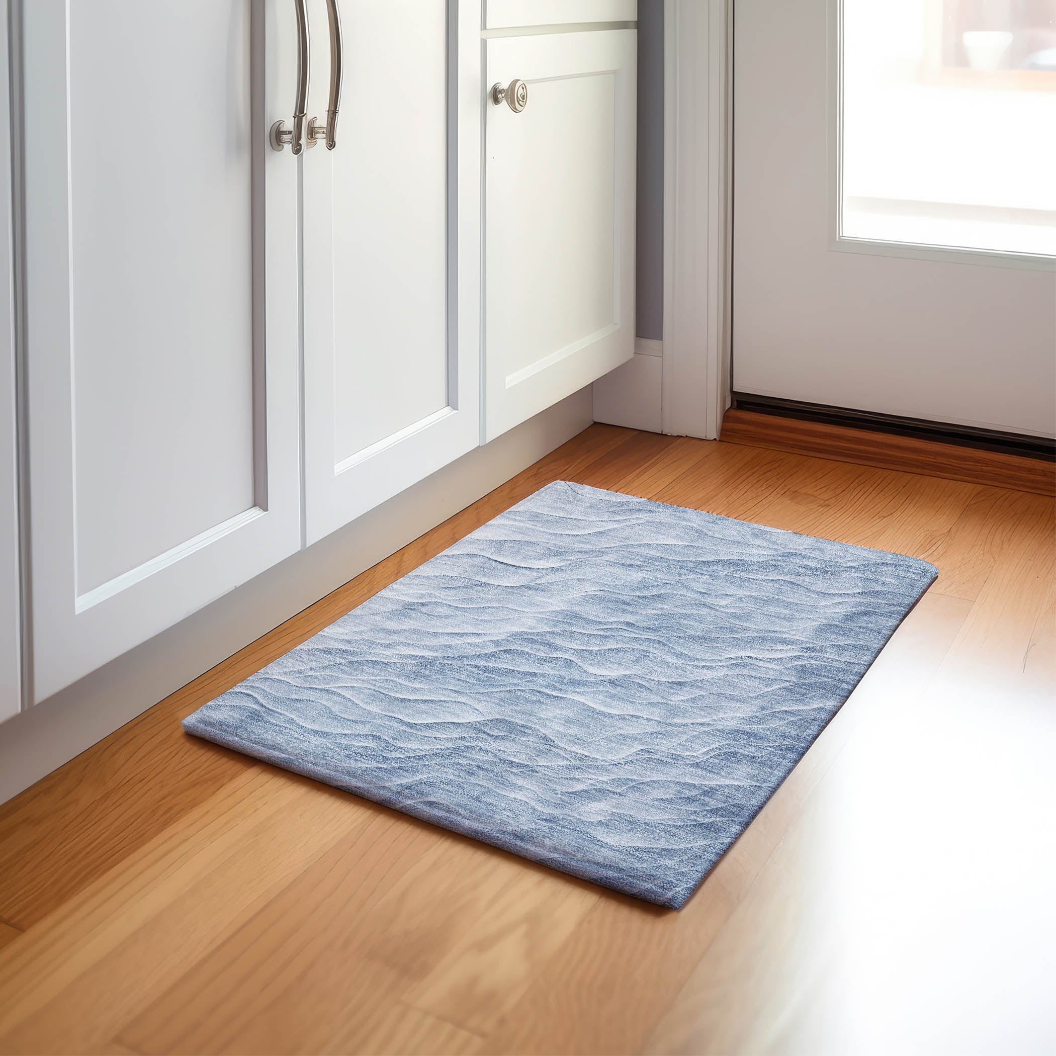 Luxury Machine Washable Indoor/Outdoor Transitional PA1 Denim Blue Rug 1'8" x 2'6" #shape_Rectangle