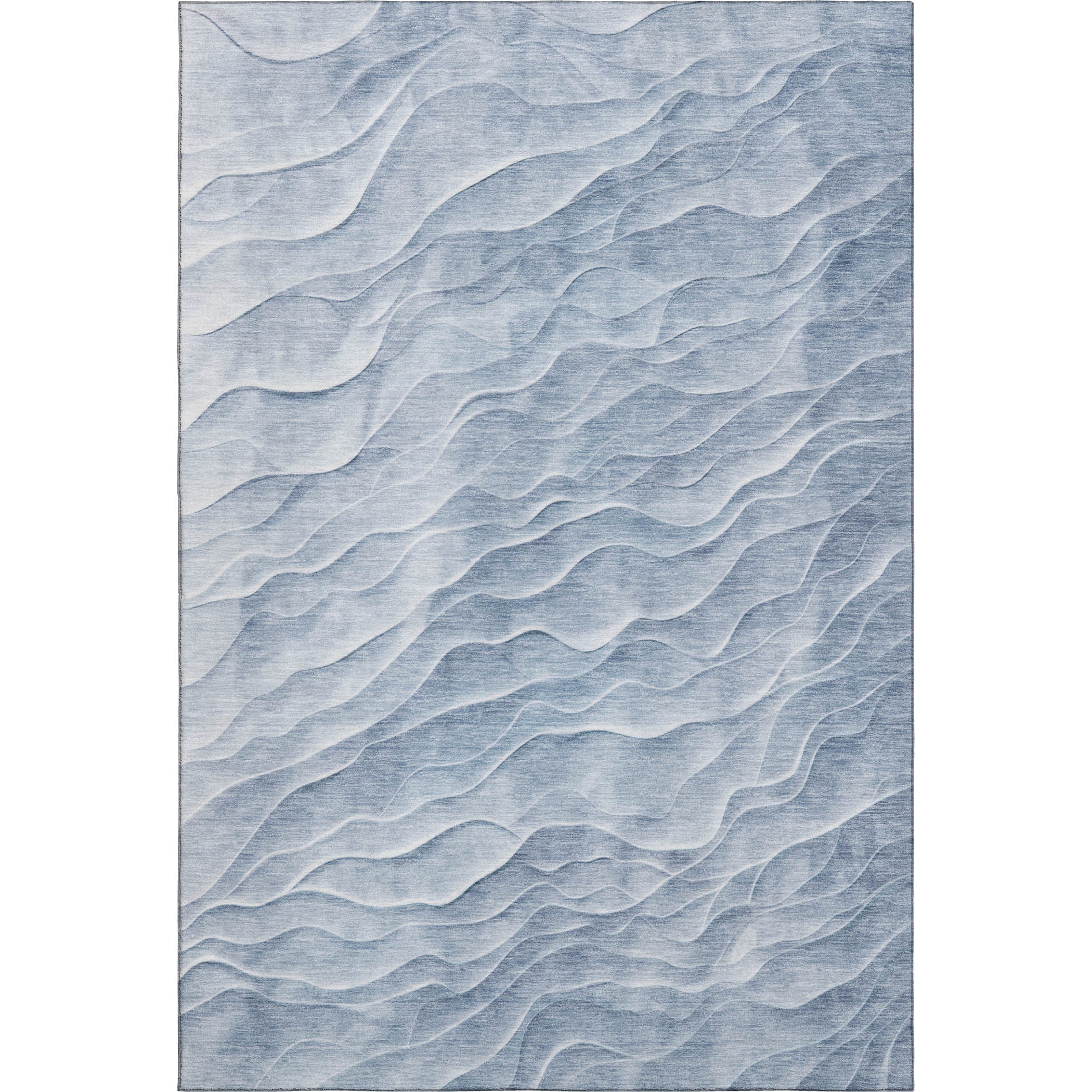 Luxury Machine Washable Indoor/Outdoor Transitional PA1 Denim Blue Rug 2'6" x 3'10" #shape_Rectangle