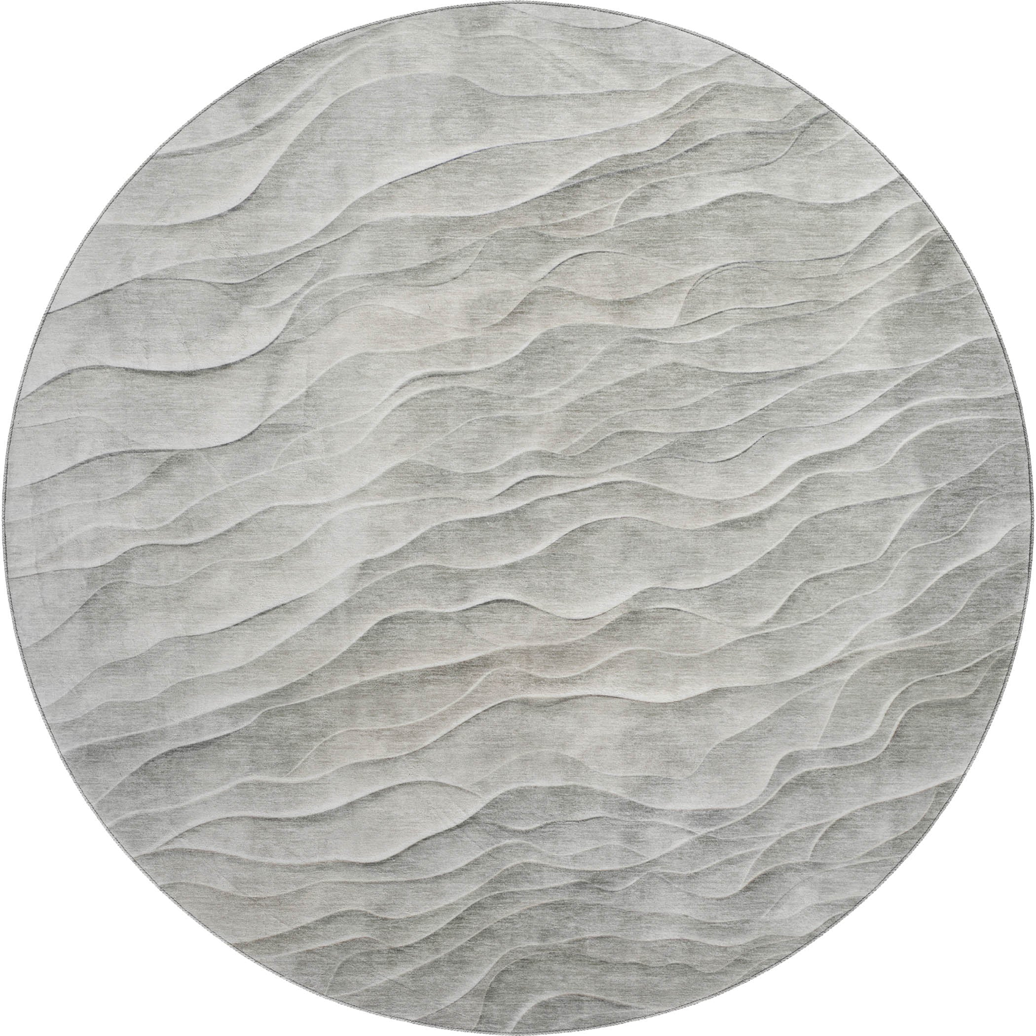 Luxury Machine Washable Indoor/Outdoor Transitional PA1 Taupe Brown Rug 8' x 8' #shape_Round