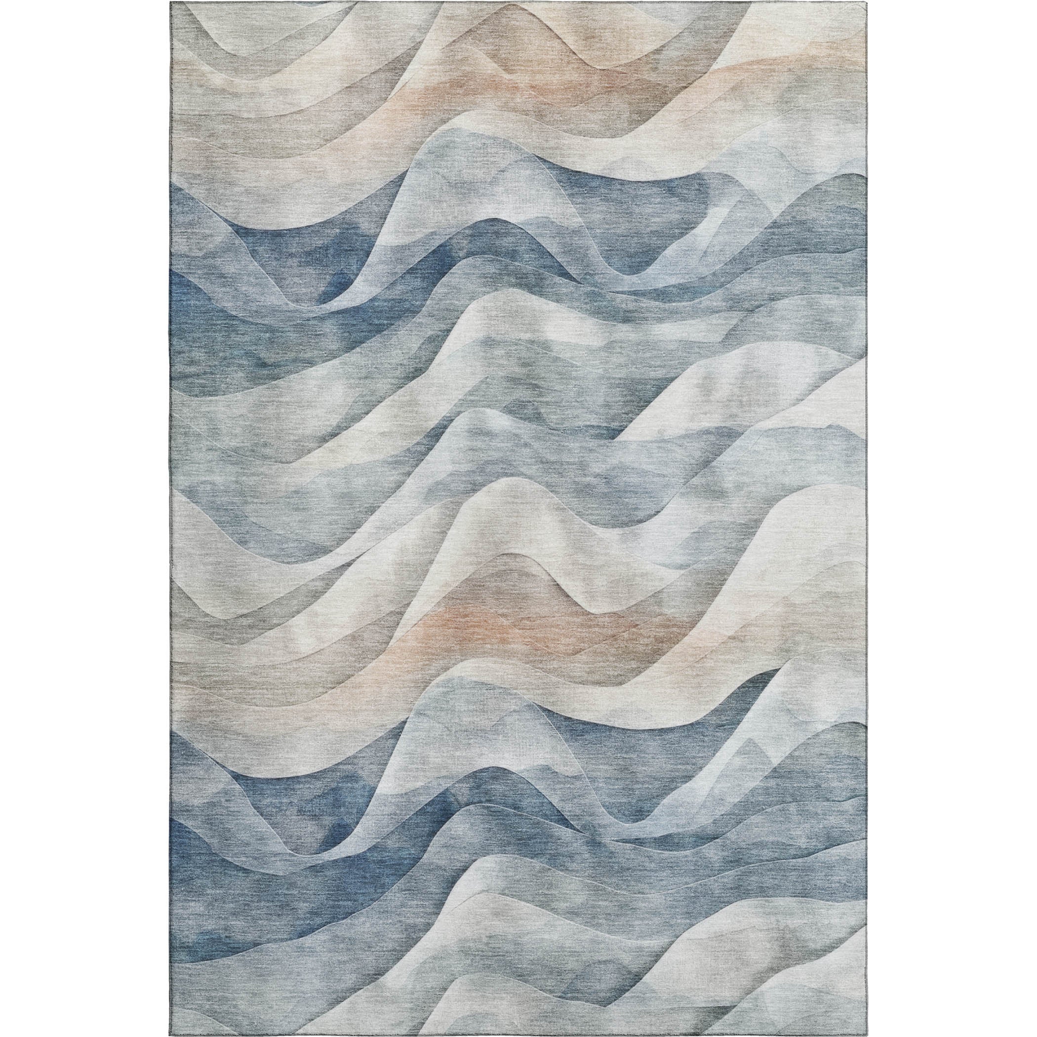 Luxury Machine Washable Indoor/Outdoor Transitional PA3 Blue Rug 2'6" x 3'10" #shape_Rectangle