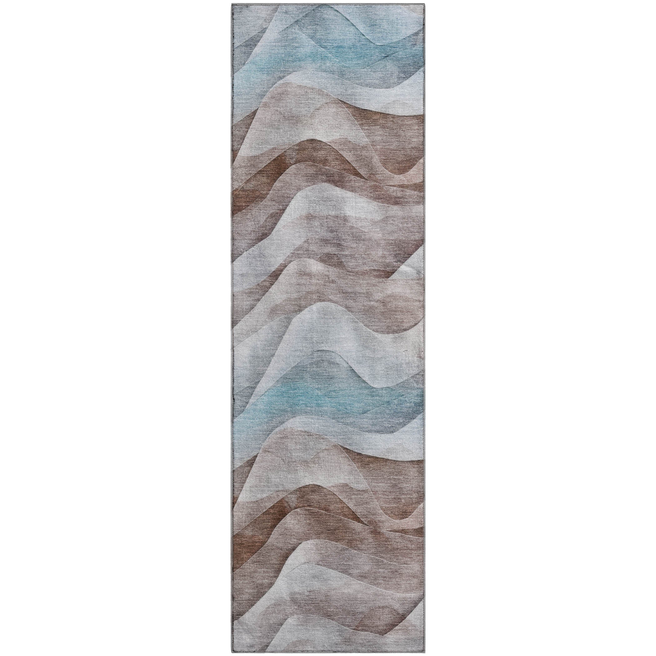 Luxury Machine Washable Indoor/Outdoor Transitional PA3 Mocha Brown Rug 2'3" x 7'6" #shape_Runner