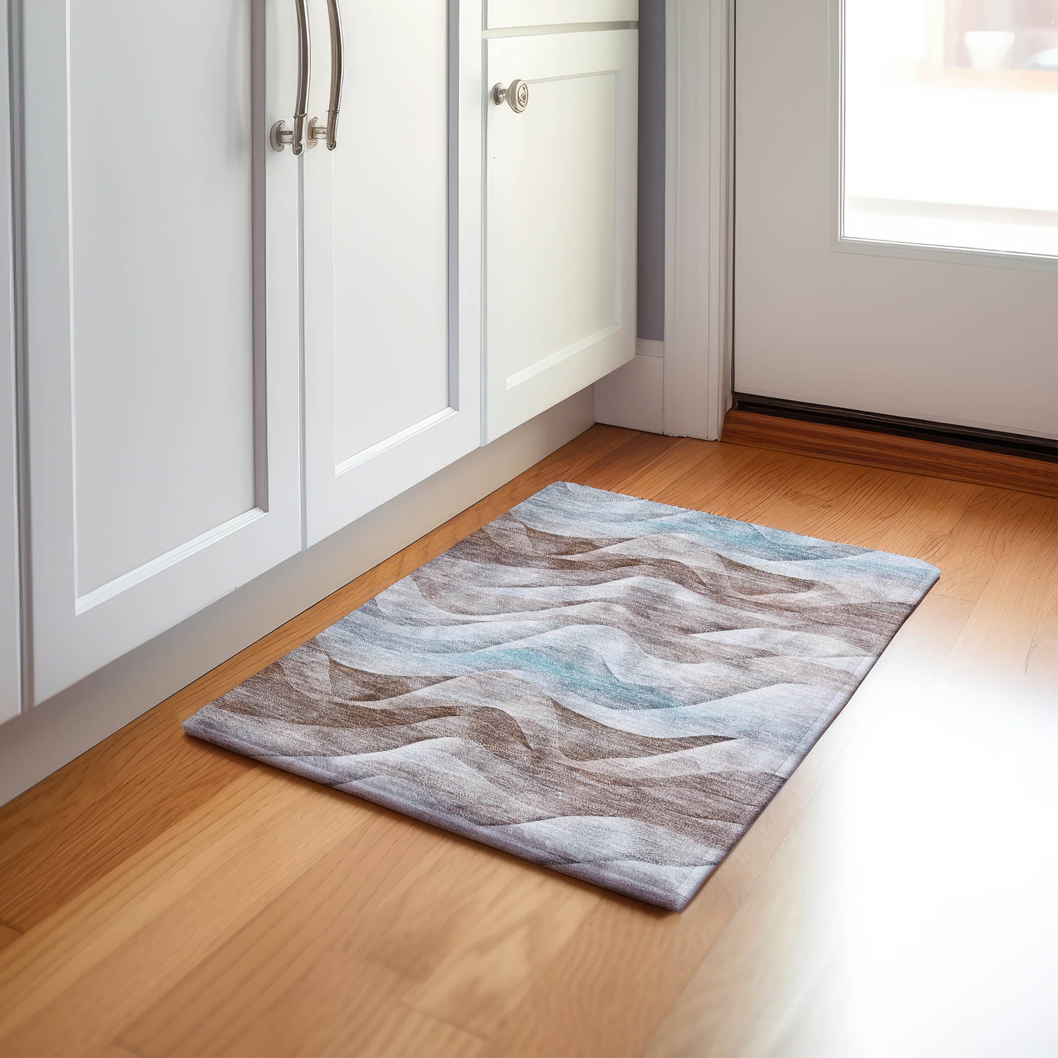 Luxury Machine Washable Indoor/Outdoor Transitional PA3 Mocha Brown Rug 1'8" x 2'6" #shape_Rectangle