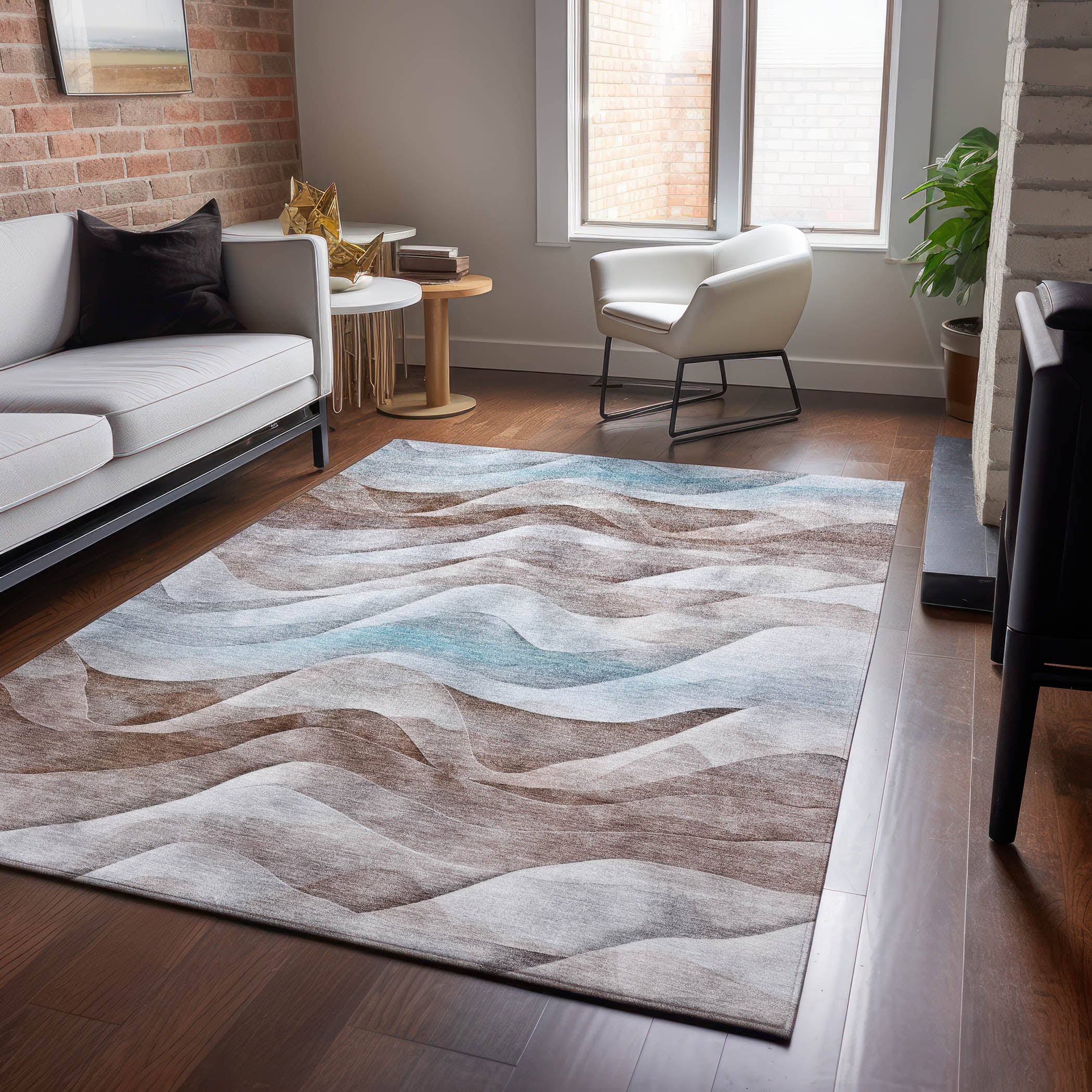 Luxury Machine Washable Indoor/Outdoor Transitional PA3 Mocha Brown Rug 2'6" x 3'10" #shape_Rectangle