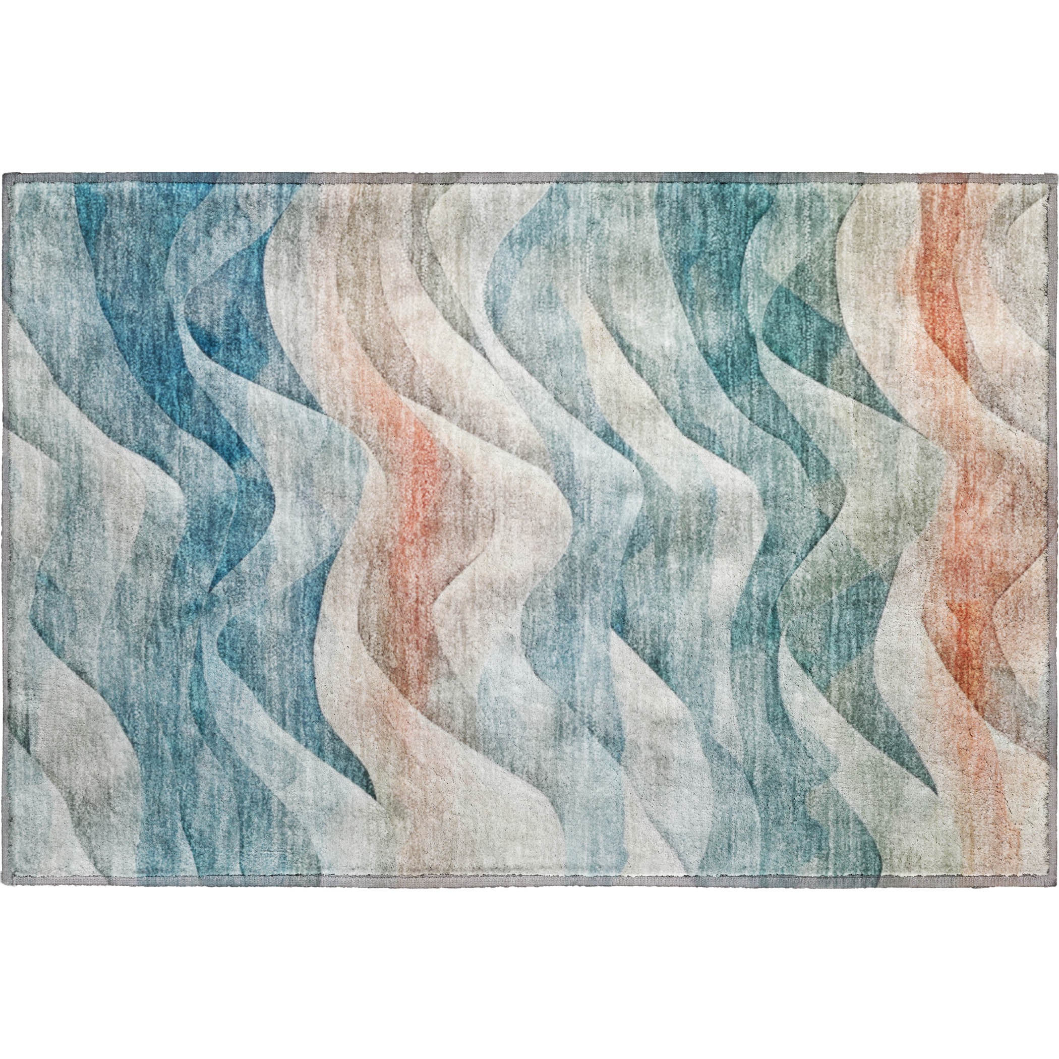 Luxury Machine Washable Indoor/Outdoor Transitional PA3 Teal Rug 1'8" x 2'6" #shape_Rectangle
