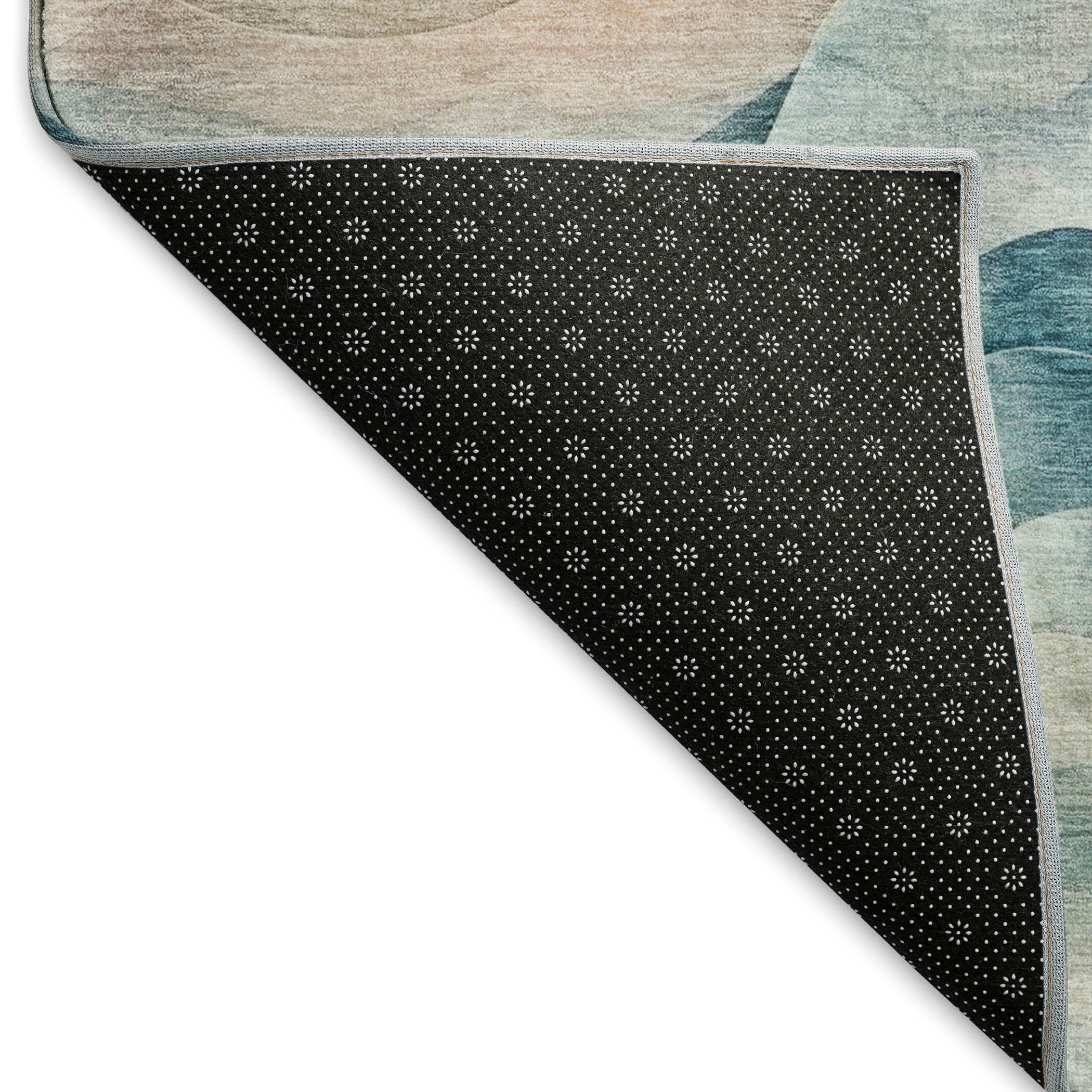 Luxury Machine Washable Indoor/Outdoor Transitional PA3 Teal Rug 1'8" x 2'6" #shape_Rectangle