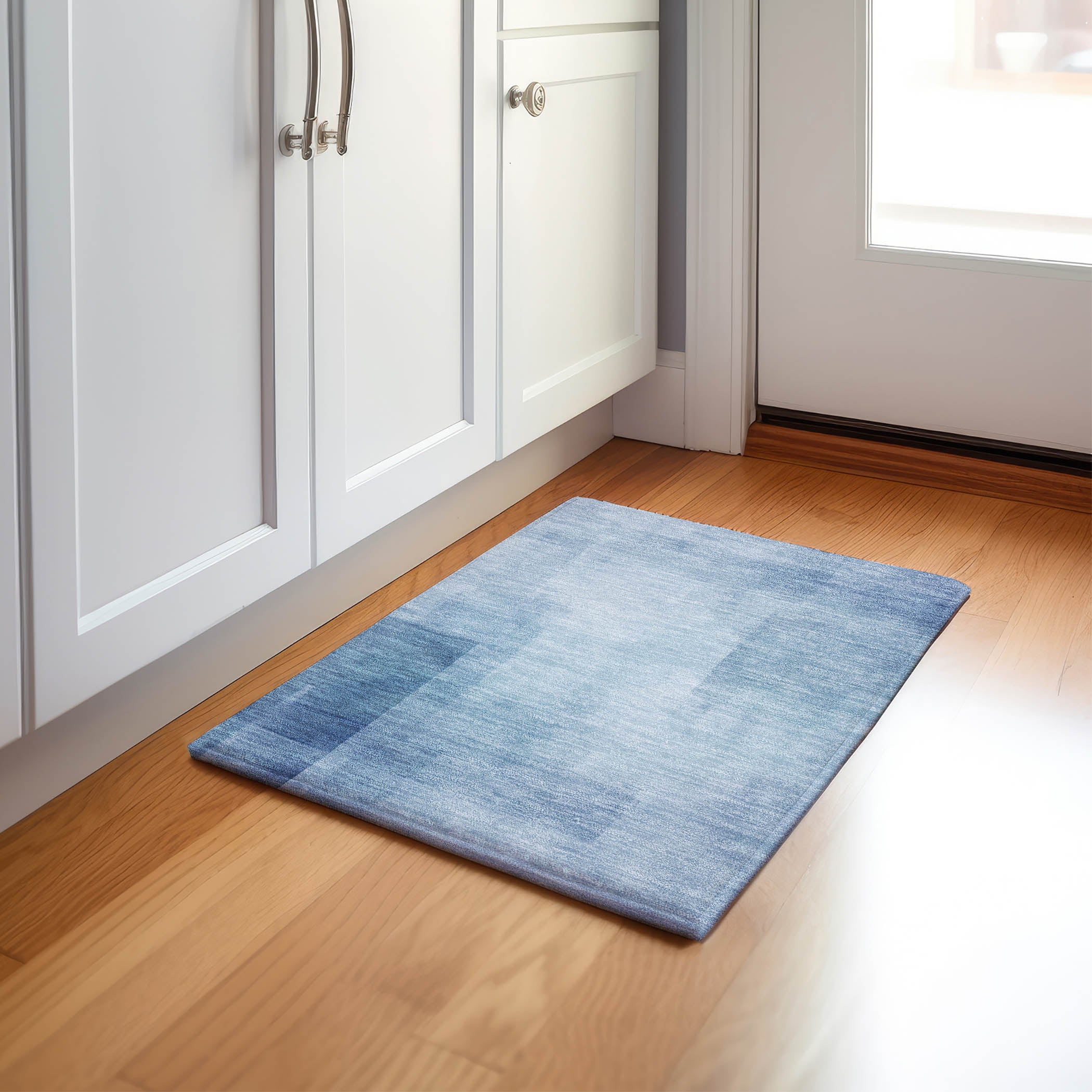 Luxury Machine Washable Indoor/Outdoor Transitional PA5 Blue Rug 1'8" x 2'6" #shape_Rectangle